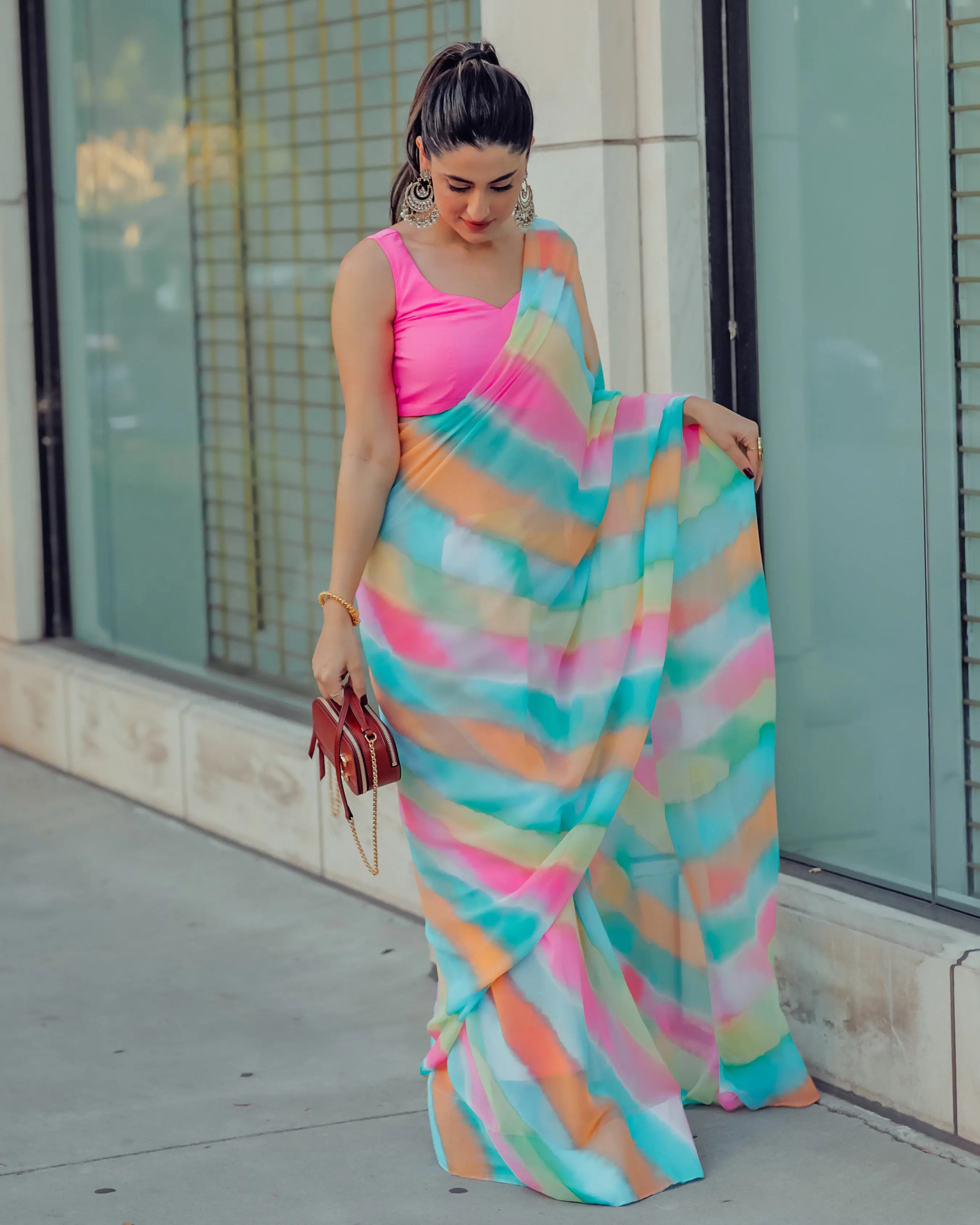 Jazzy Mix Leheriya Pure Chiffon Saree My Store