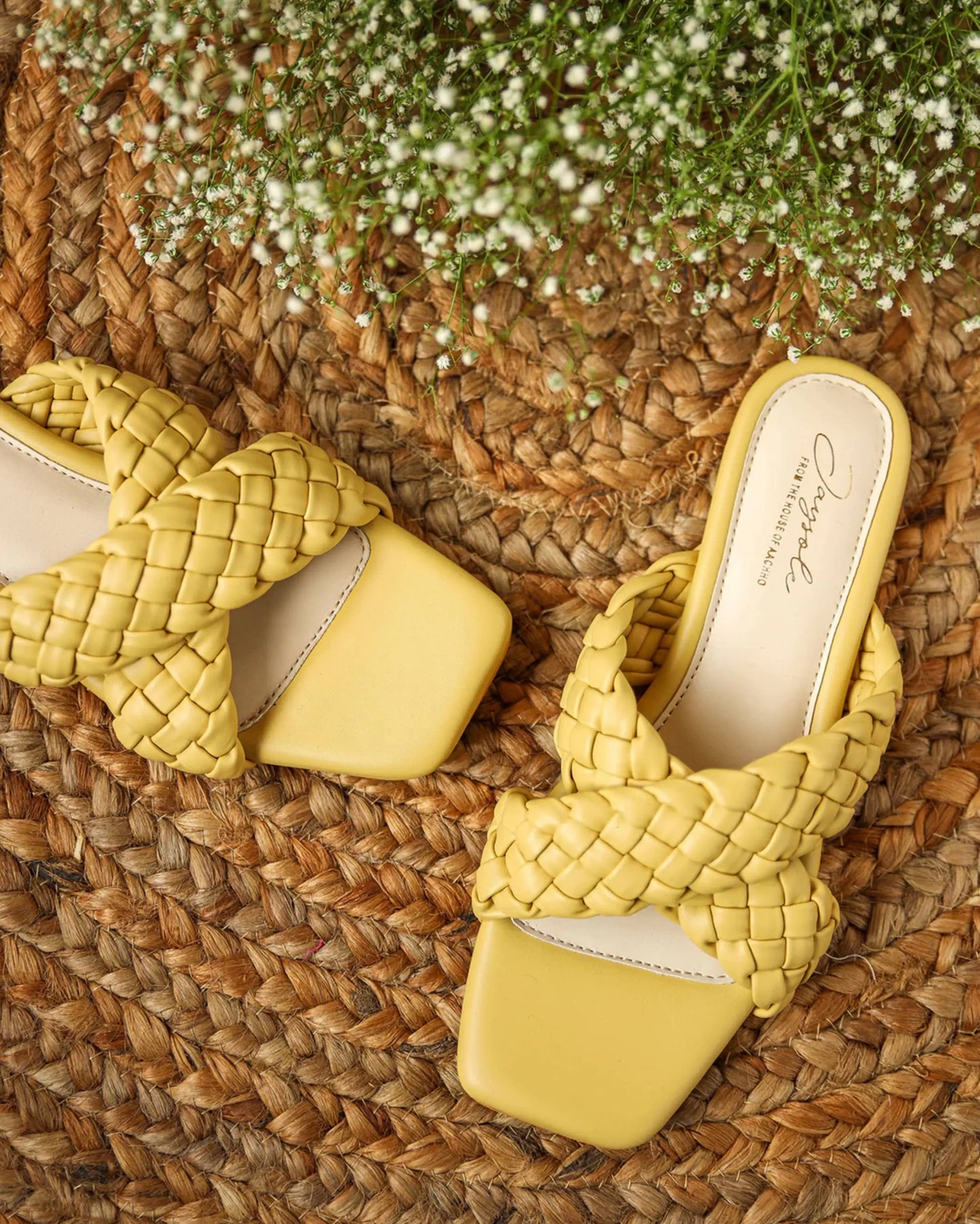 Blazing Yellow Braided Flats My Store