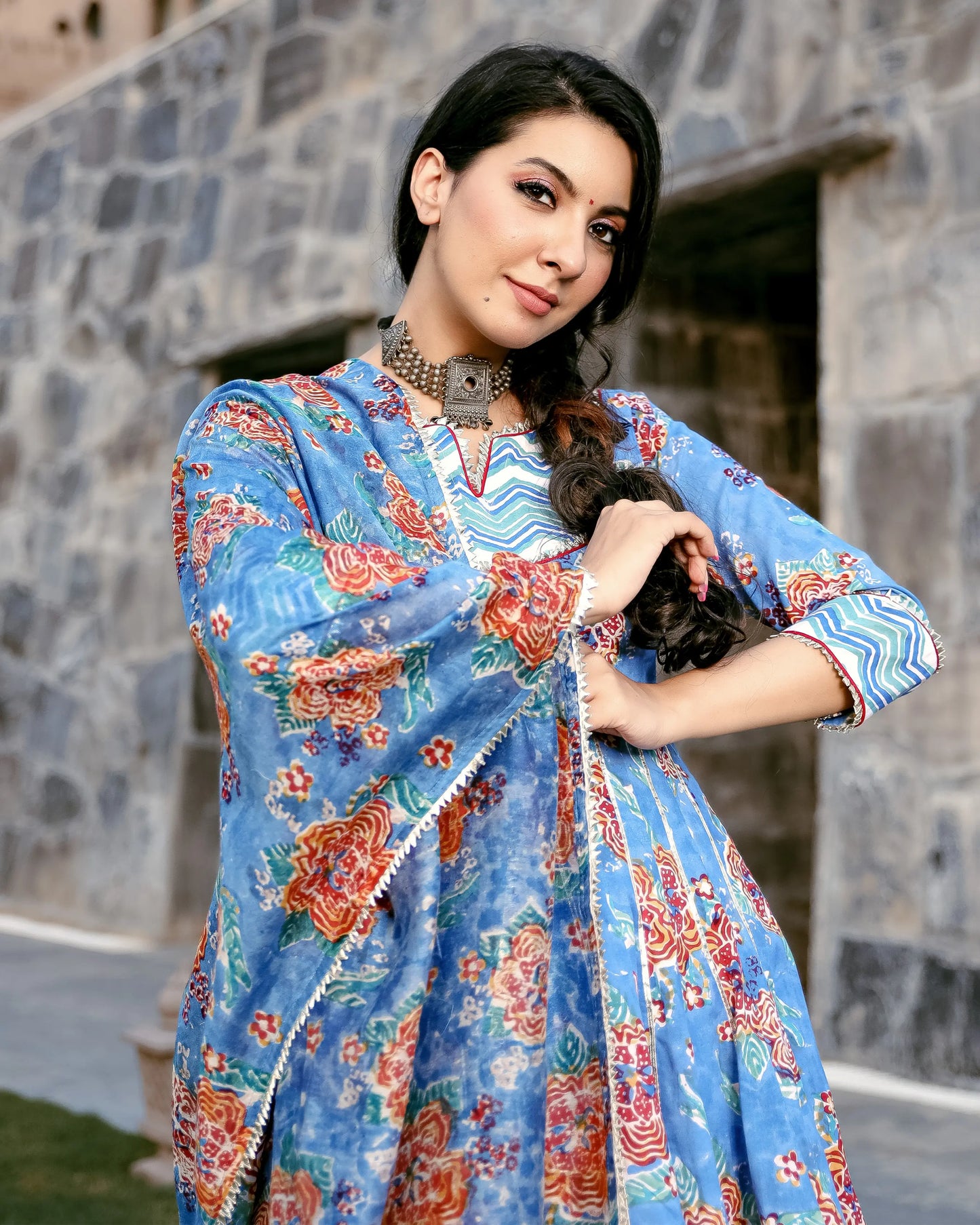 Rain Flower Handblock Gota Sharara Set My Store