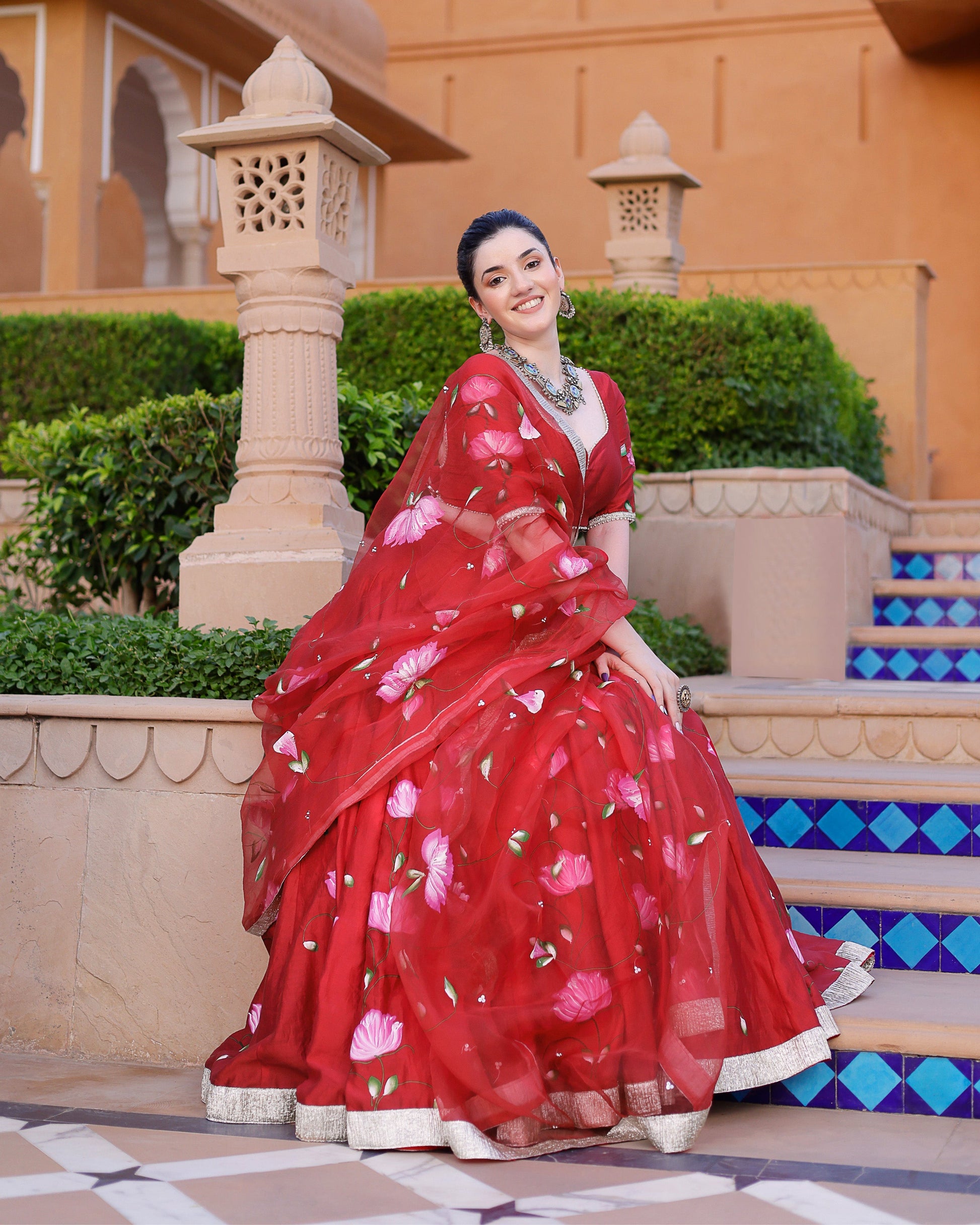 Maalini Handpainted Chanderi Lehenga Set My Store