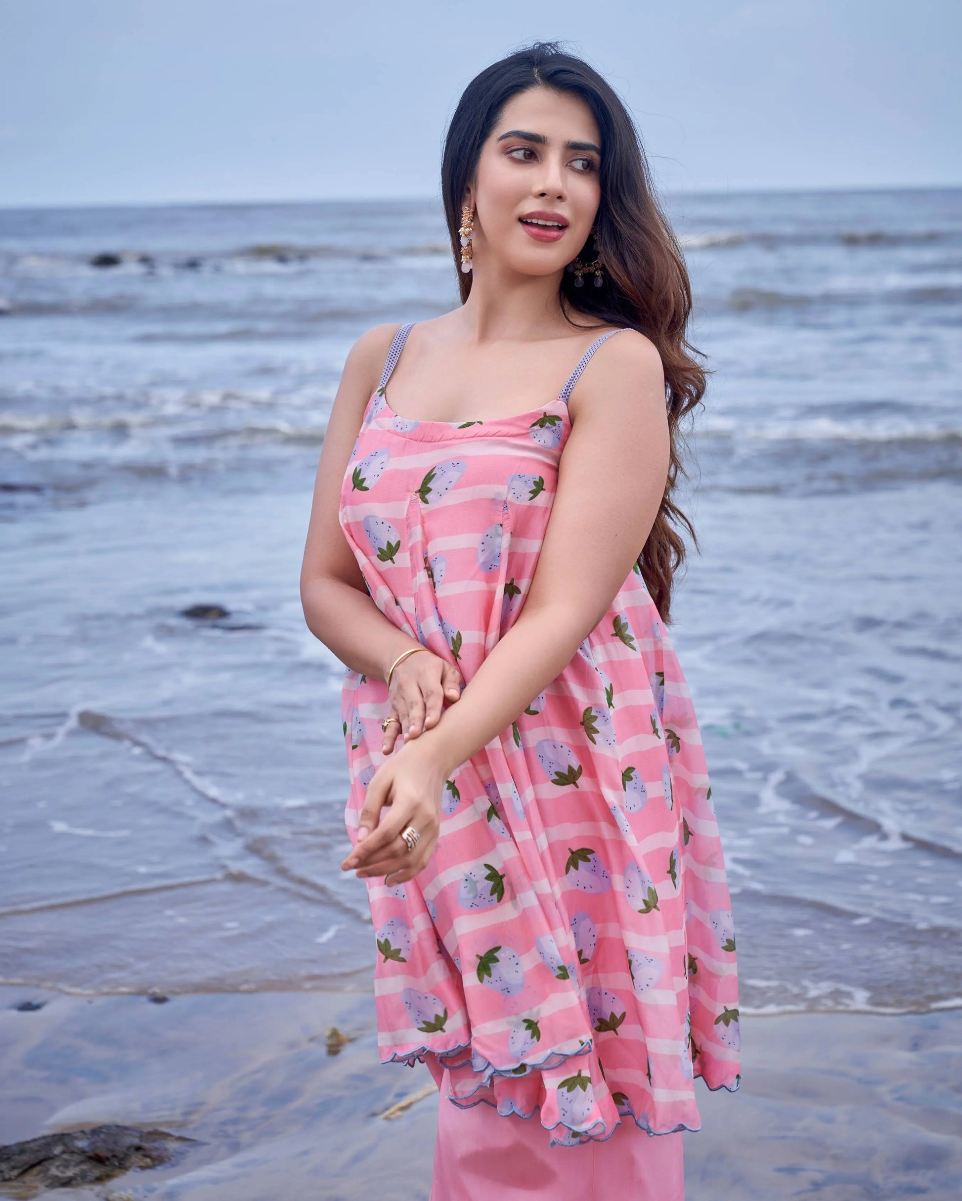 Berry Burst Pink Printed Silk Coord Set My Store