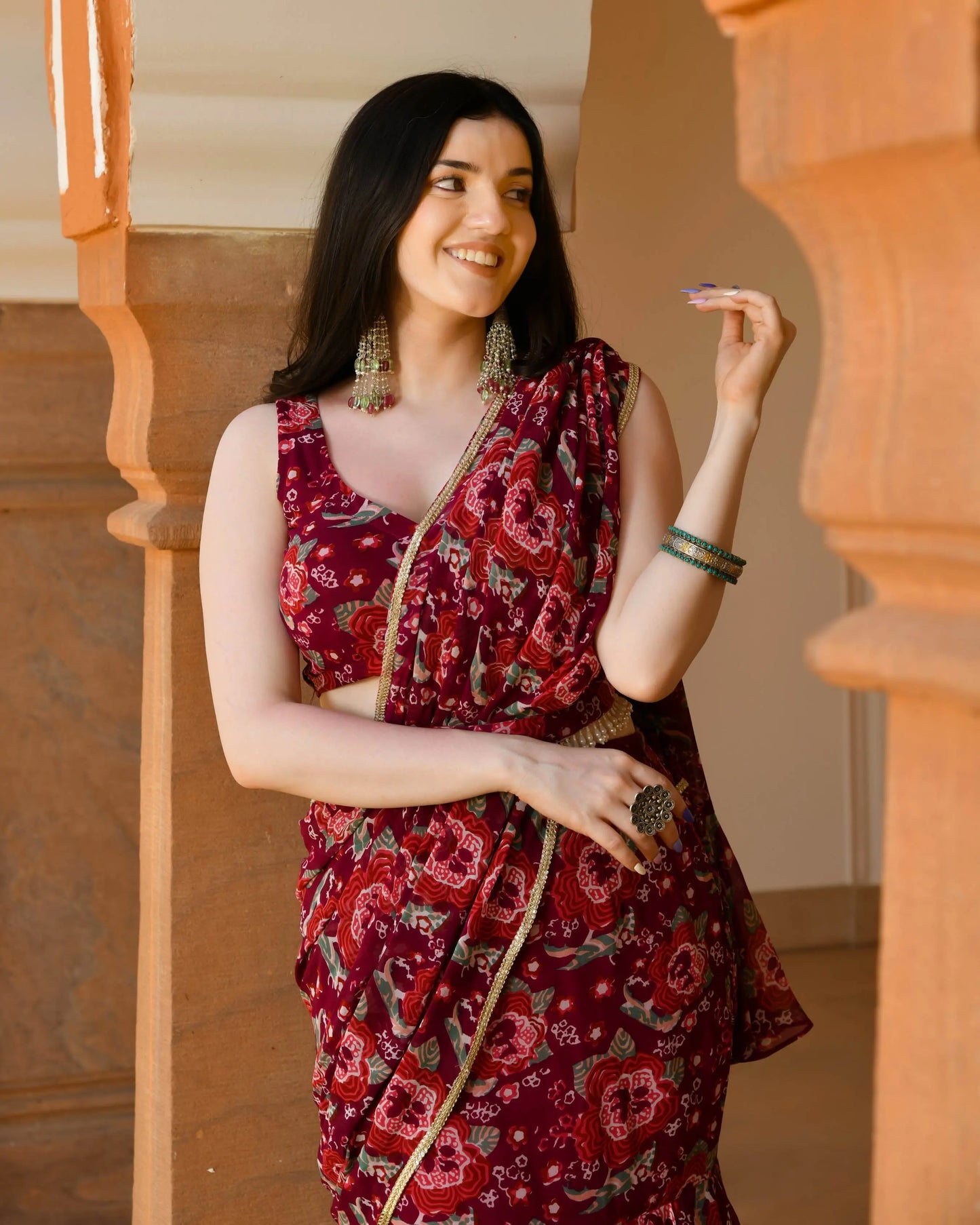 Raina Georgette Pre draped Saree My Store