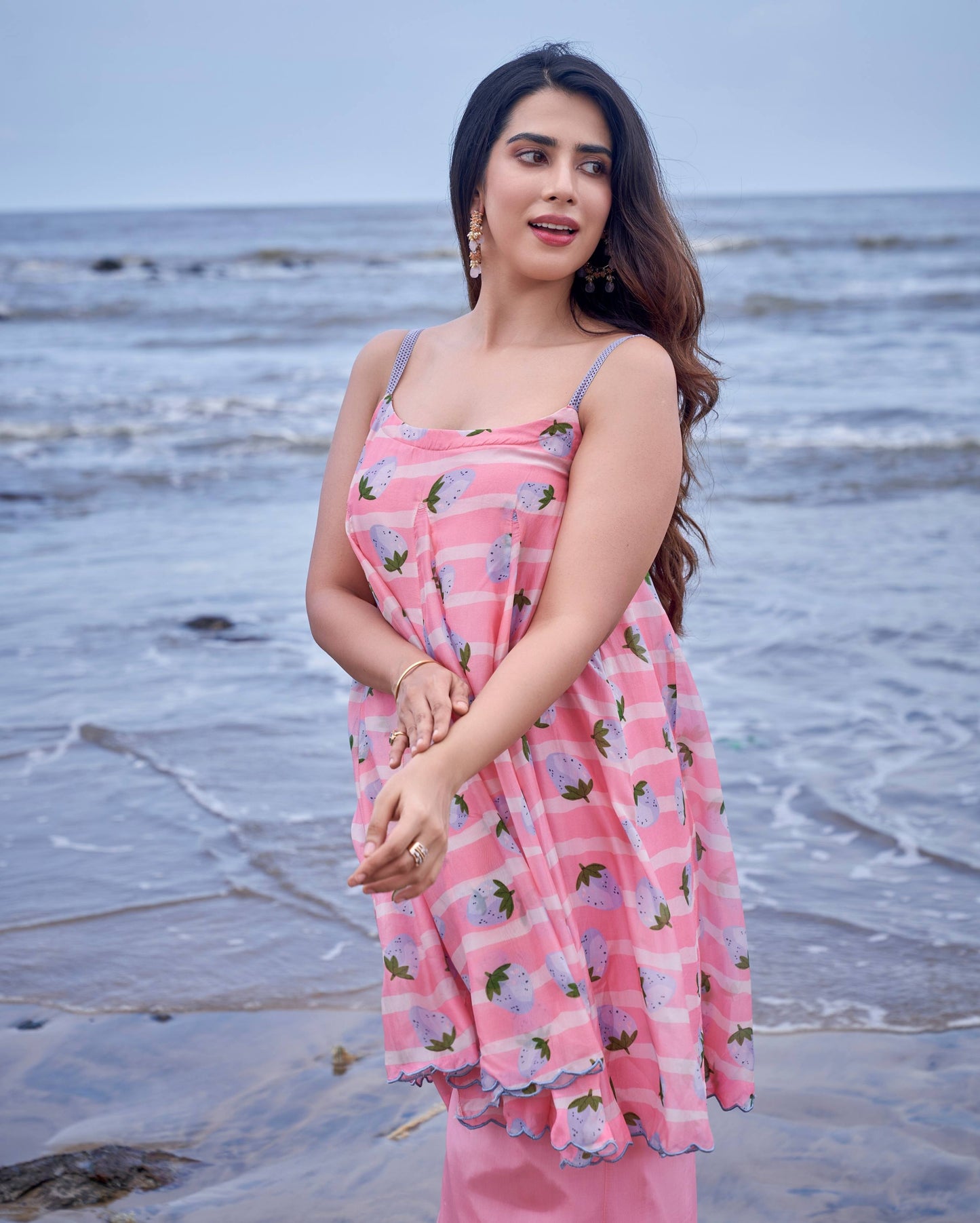 Berry Burst Pink Printed Silk Coord Set Quick Cart