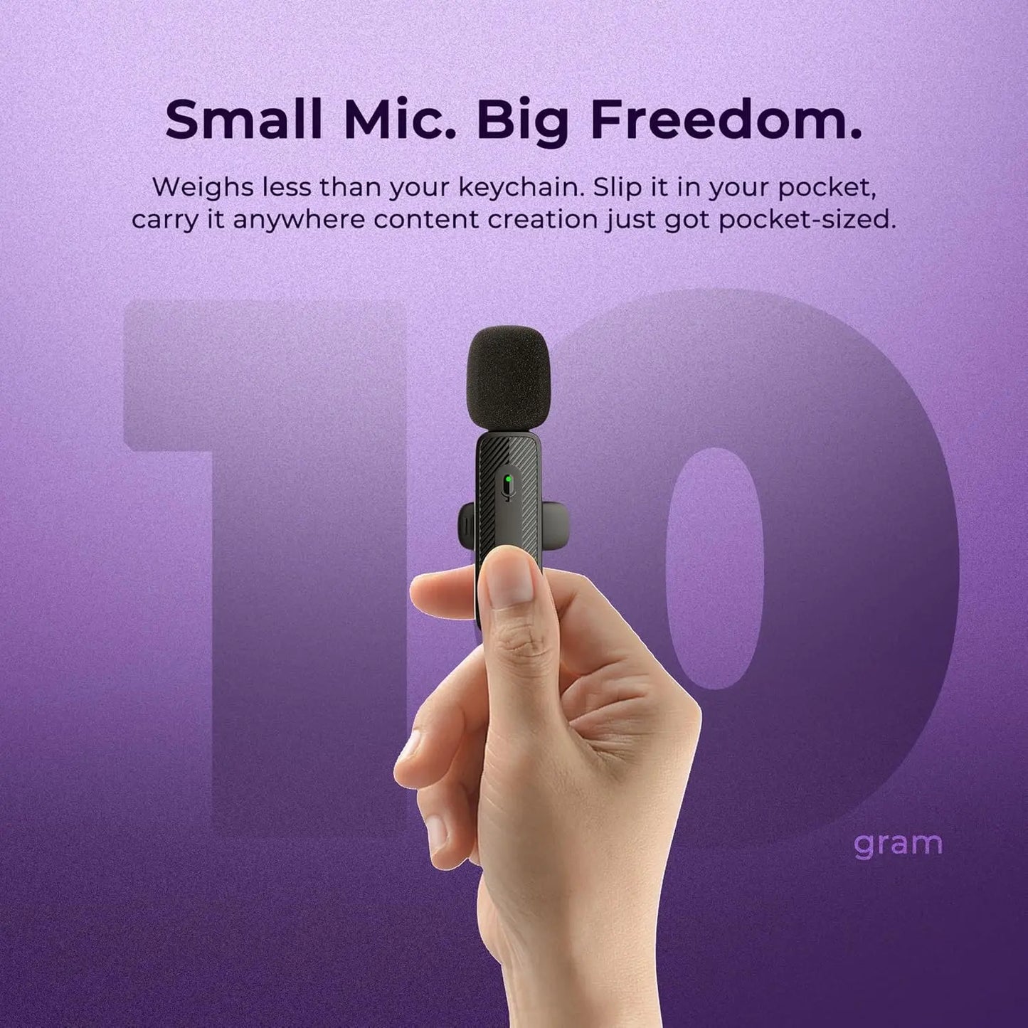 Digitek DWM-006 PRO Wireless Microphone & Receiver with Type-C Connector, 2.4GHz Frequency, 4Hr Battery, 20m Range, For Android Phone