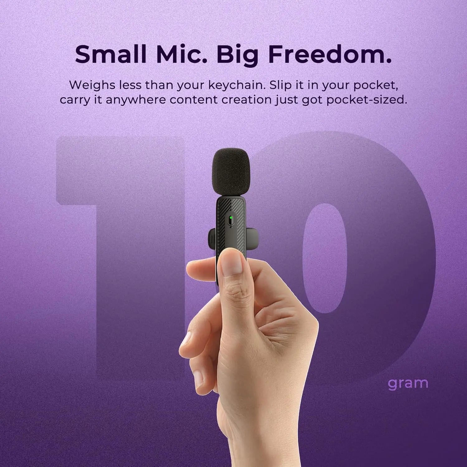 Digitek DWM-006 PRO Wireless Microphone & Receiver with Type-C Connector, 2.4GHz Frequency, 4Hr Battery, 20m Range, For Android Phone