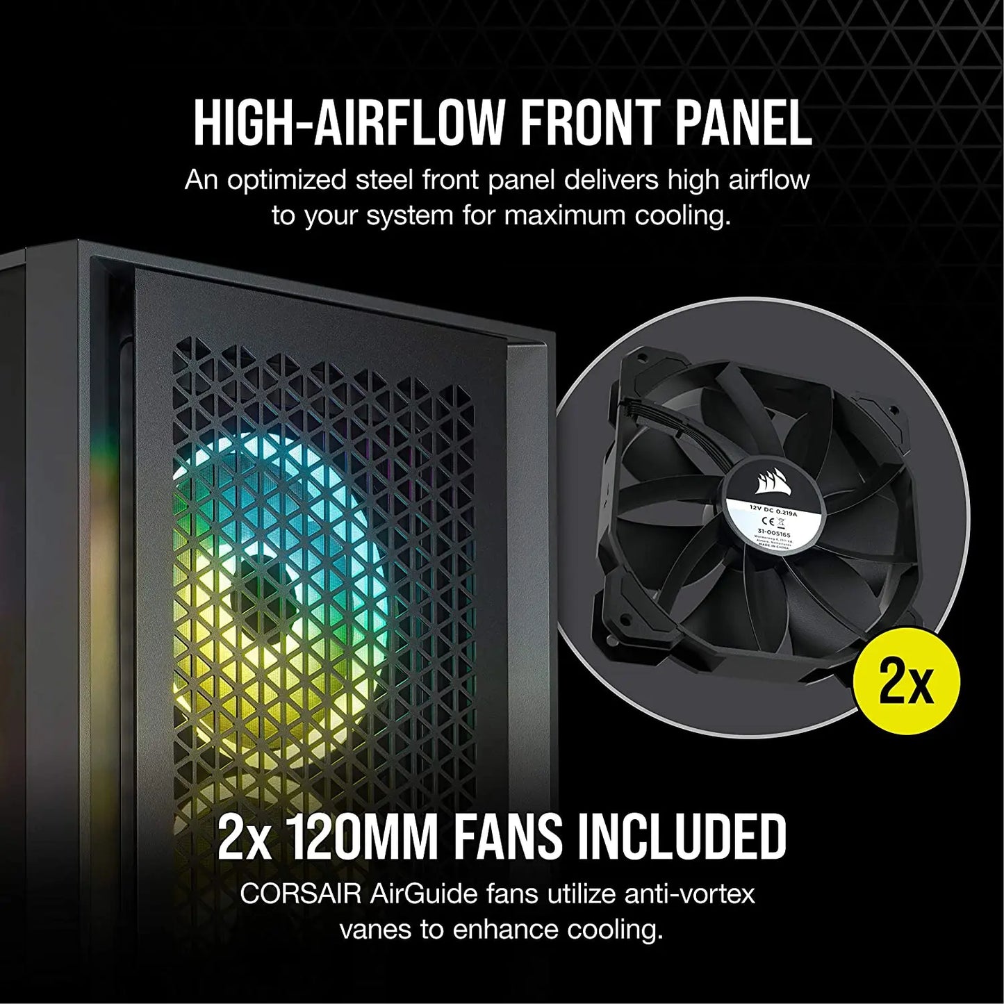 Corsair 4000D AIRFLOW ATX Mid-Tower RGB Cabinet with Tempered Glass and USB-C