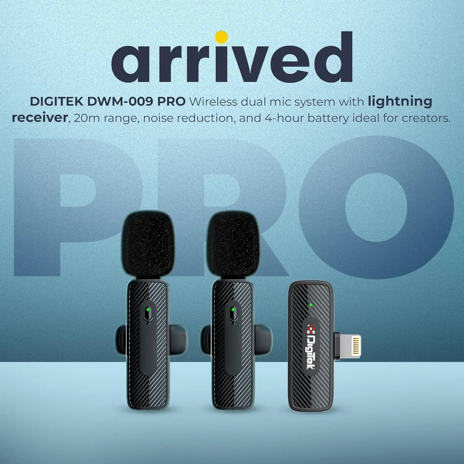 Digitek DWM-009 PRO 2.4G 1 Receiver with Lightning Connector & Dual Respondent 2 Microphone