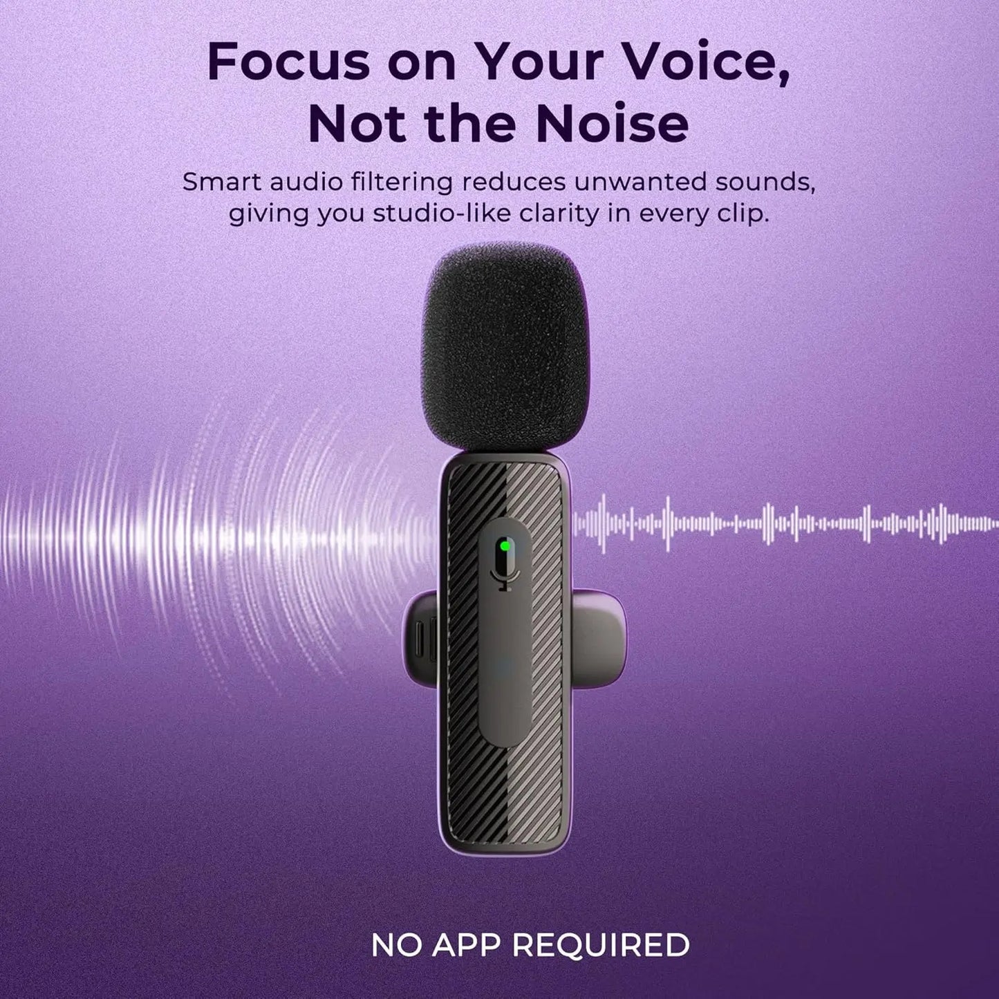 Digitek DWM-006 PRO Wireless Microphone & Receiver with Type-C Connector, 2.4GHz Frequency, 4Hr Battery, 20m Range, For Android Phone