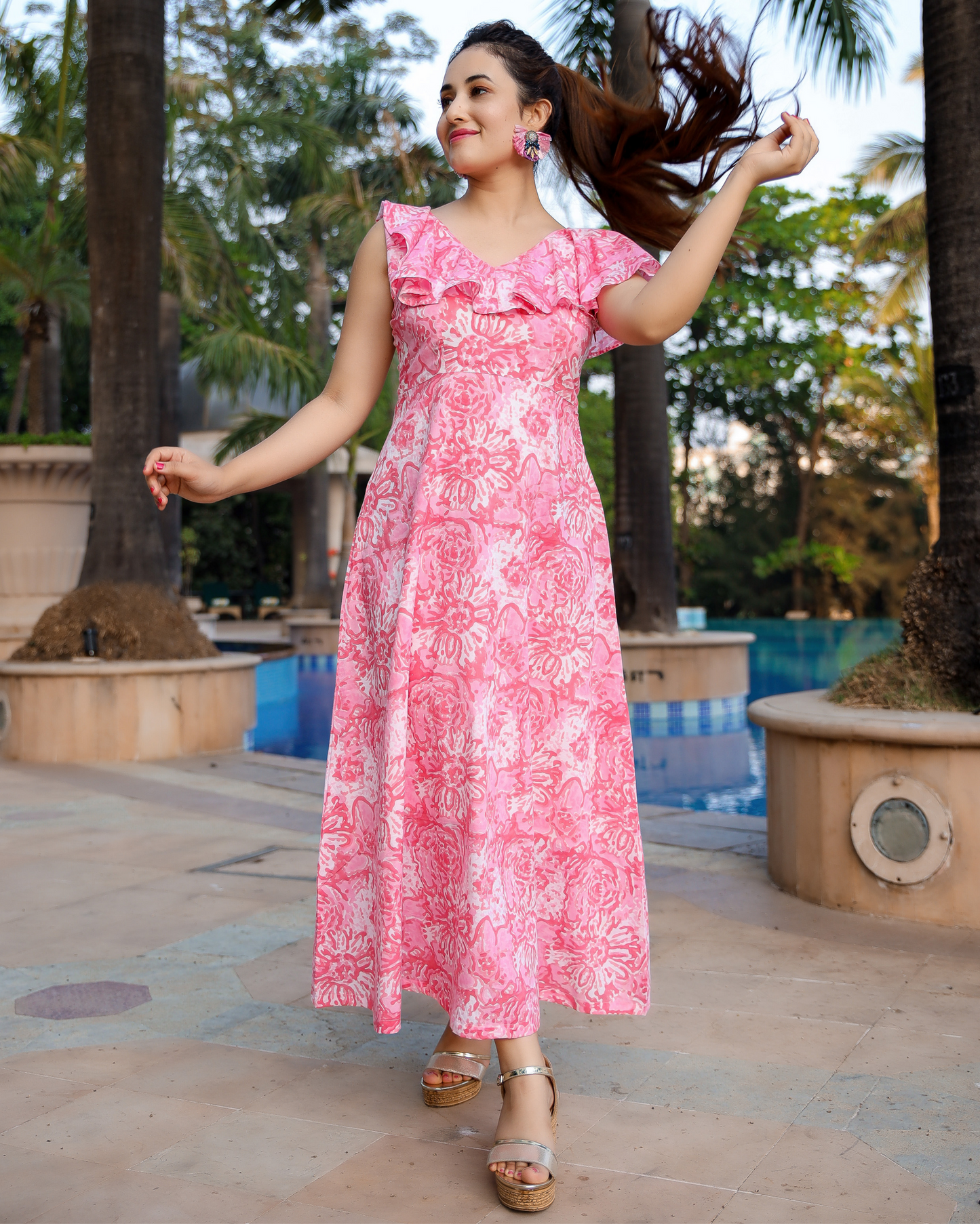 Pink Freesia Cotton Dress Quick Cart