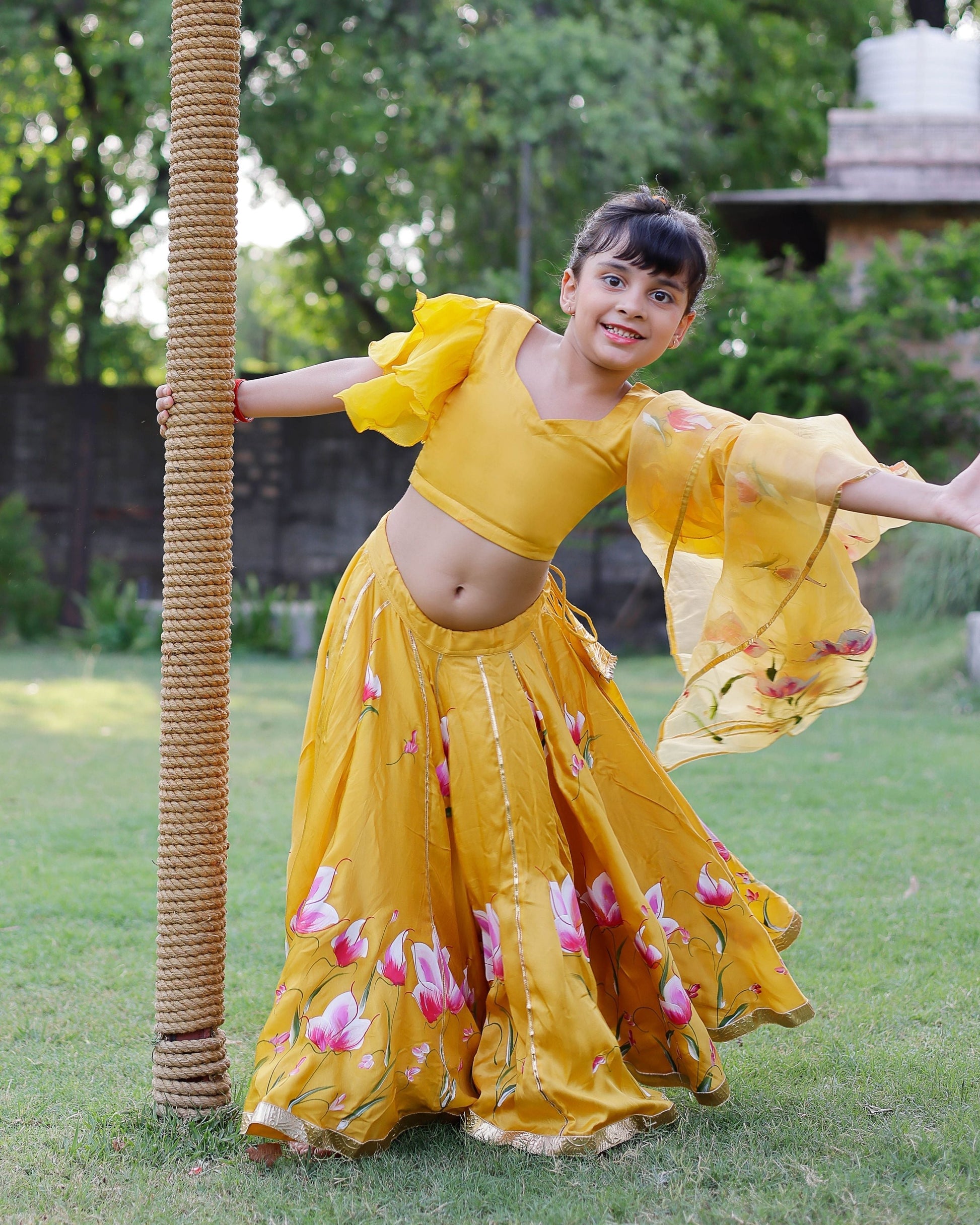 Daria Satin Handpainted Lehenga Set My Store