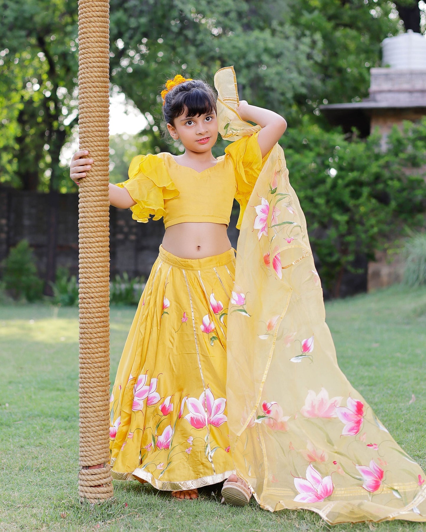 Daria Satin Handpainted Lehenga Set My Store