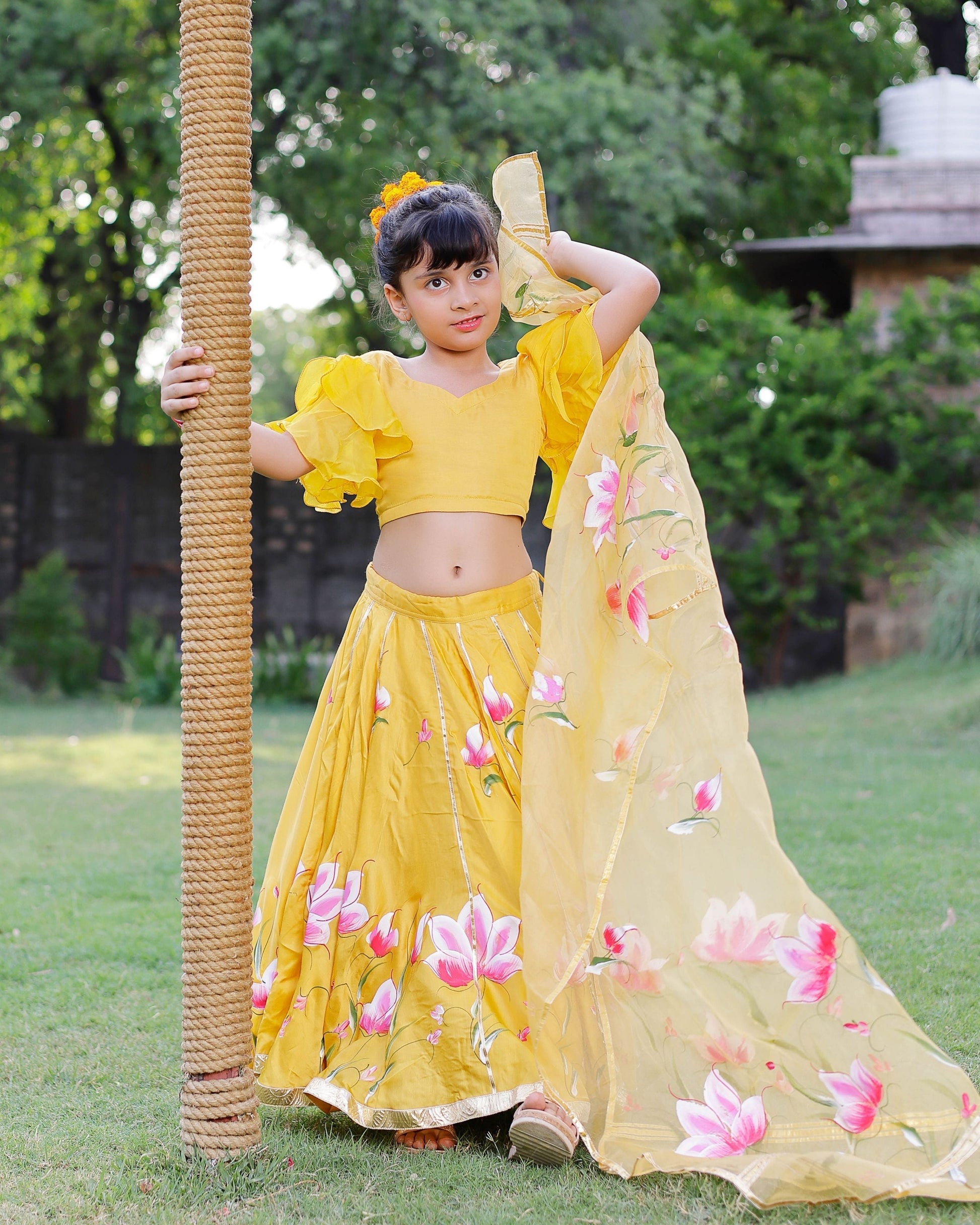Daria Satin Handpainted Lehenga Set My Store