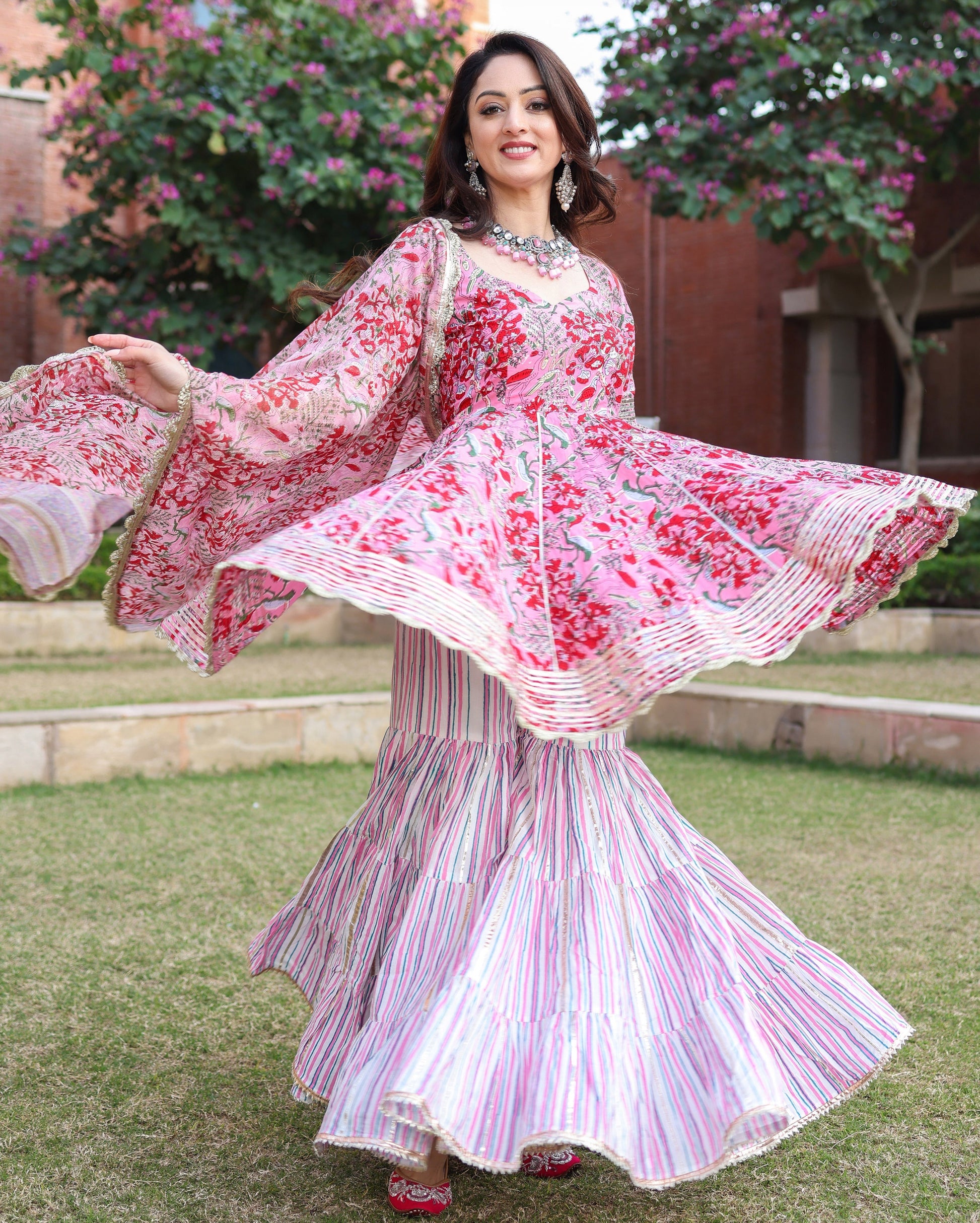 Tickled Pink Handblock Sharara Set Quick Cart