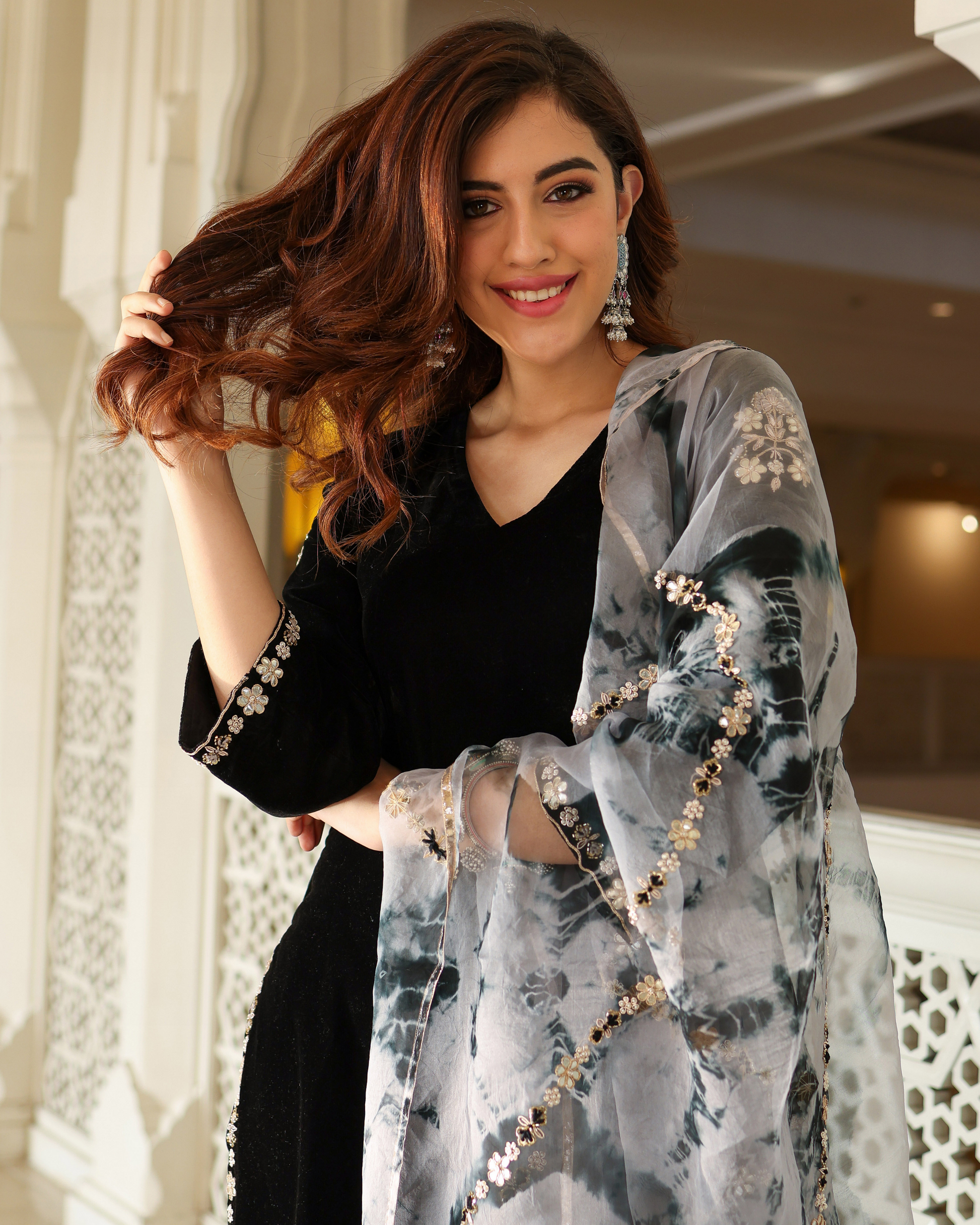 Bold Black Velvet Handcrafted Suit Set My Store