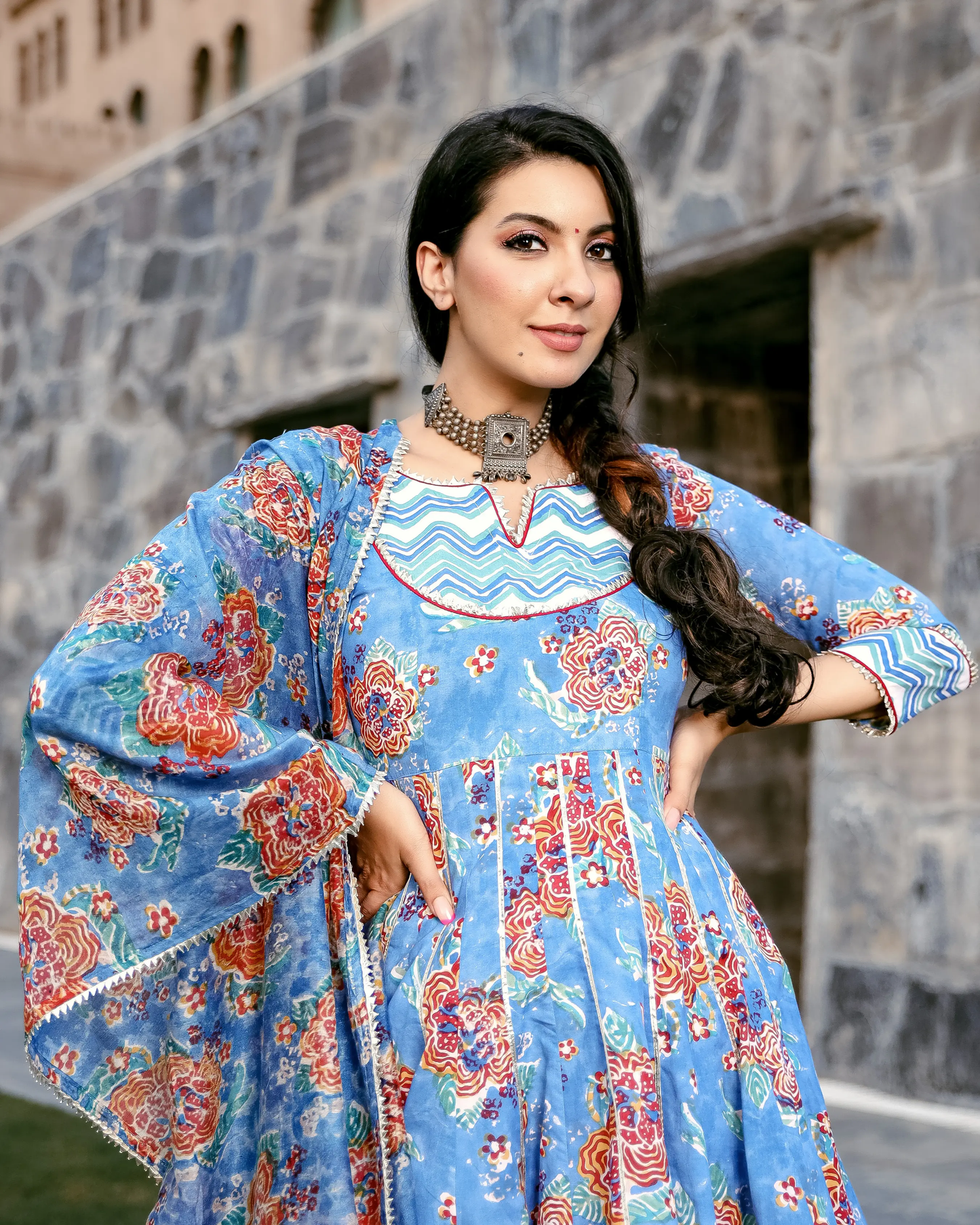 Rain Flower Handblock Gota Sharara Set My Store