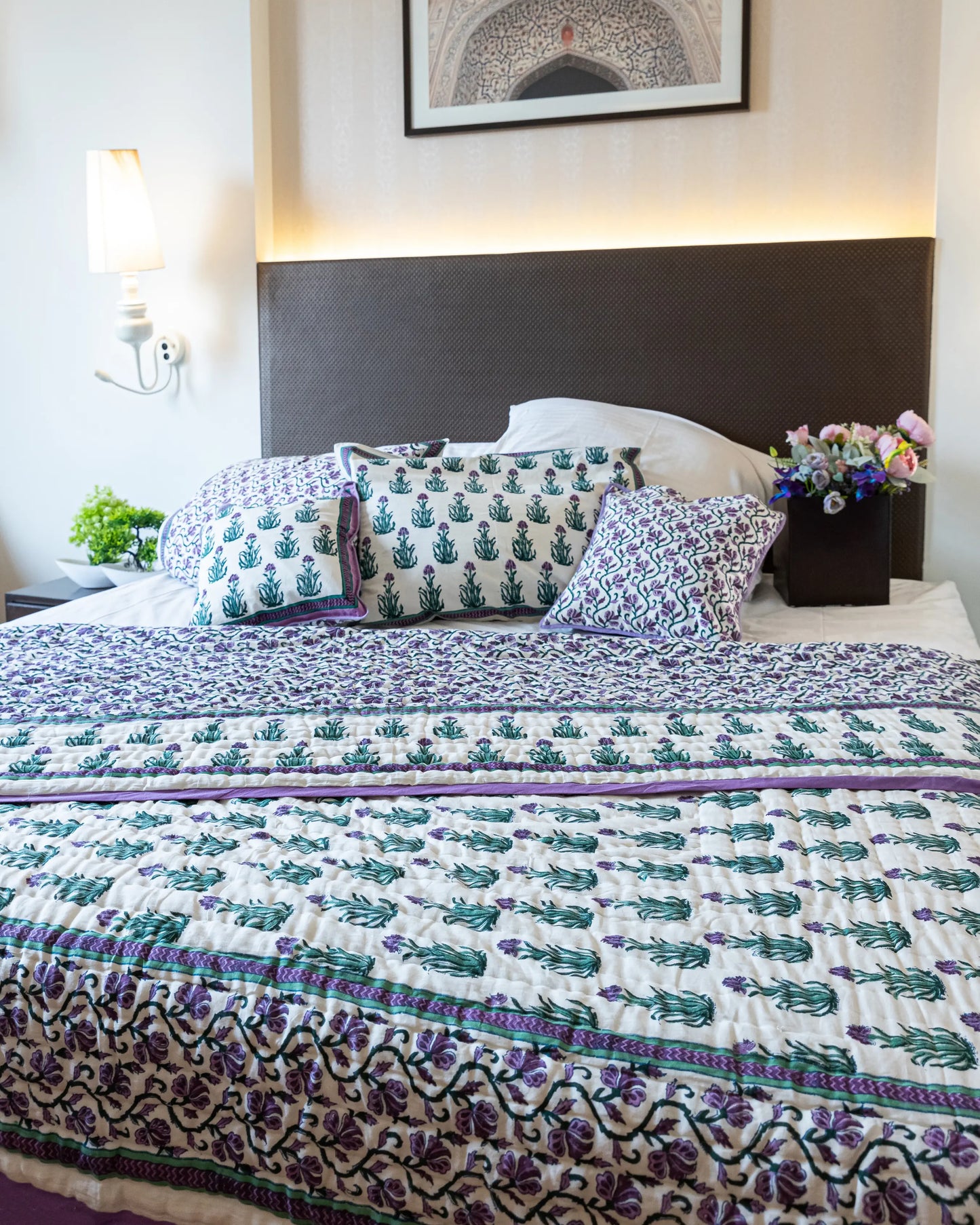 Gilly Flower Handblock Printed Cotton Quilt My Store