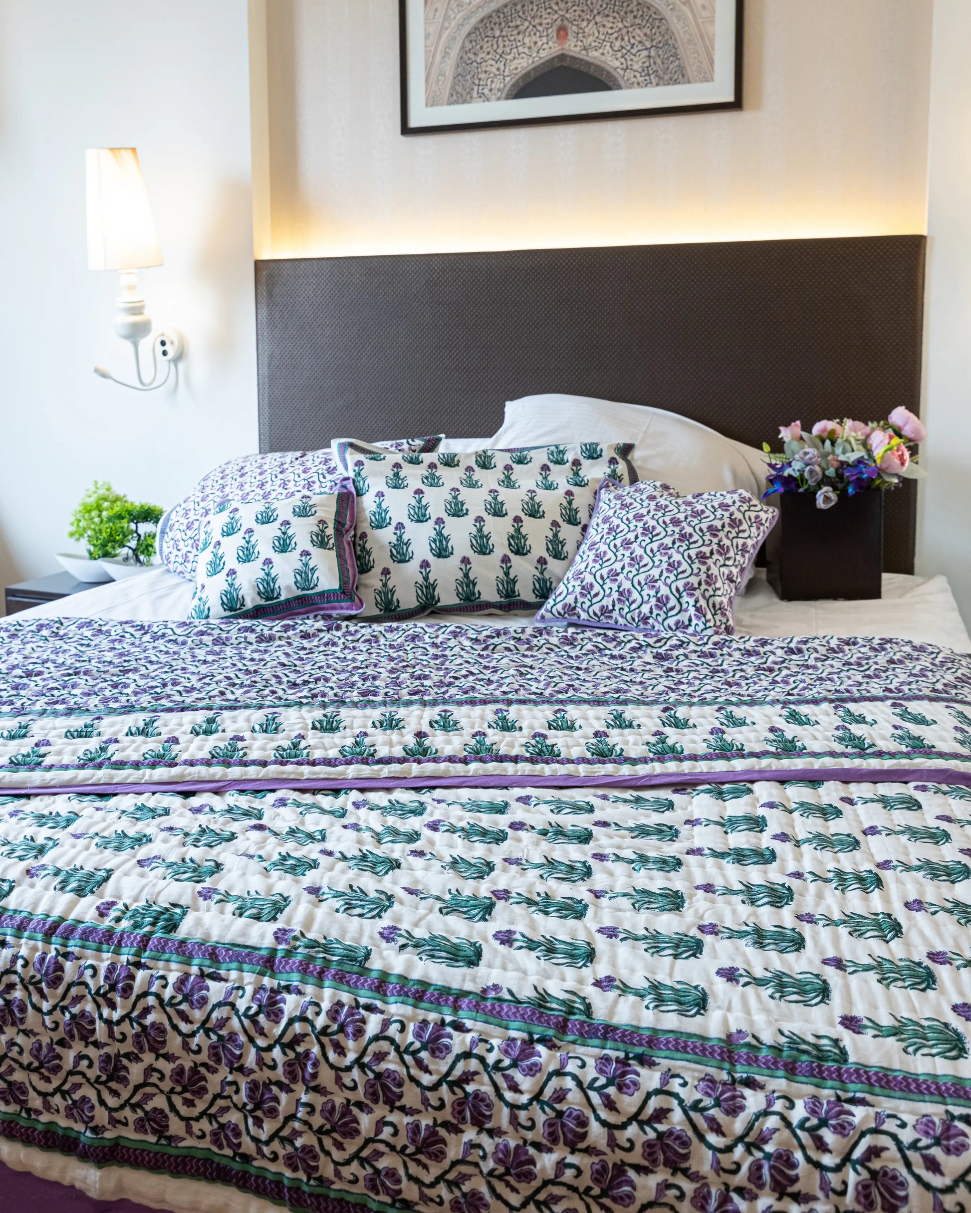 Gilly Flower Handblock Printed Cotton Quilt My Store