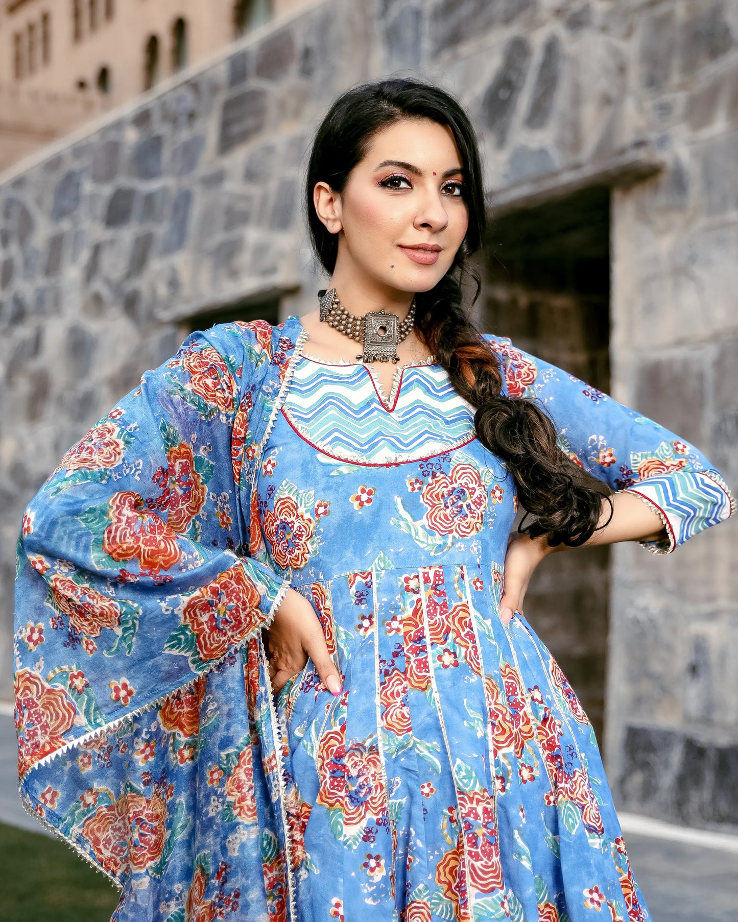 Rain Flower Handblock Gota Sharara Set My Store