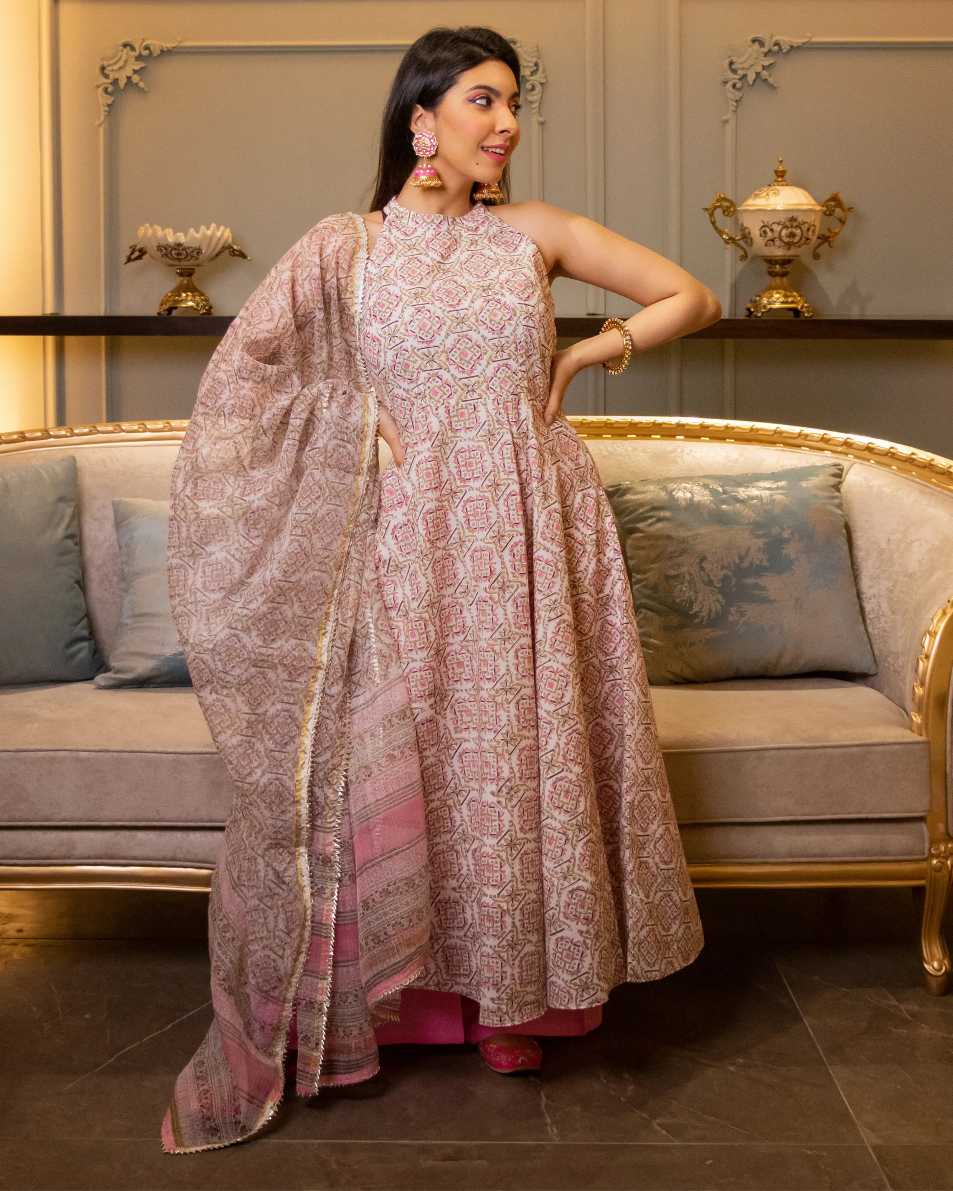 Tisha Handblock Doriya Suit Set My Store