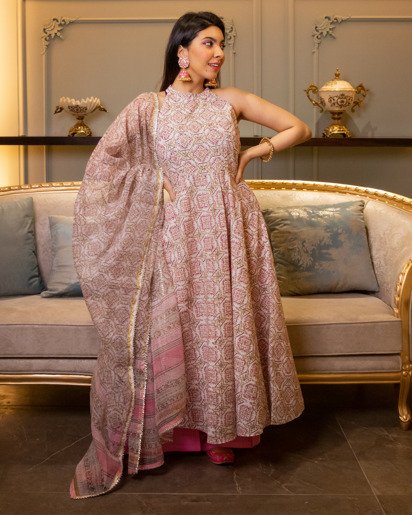 Tisha Handblock Doriya Suit Set Quick Cart