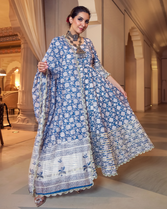 Tropical Sugar Handblock Gota Suit Set Quick Cart