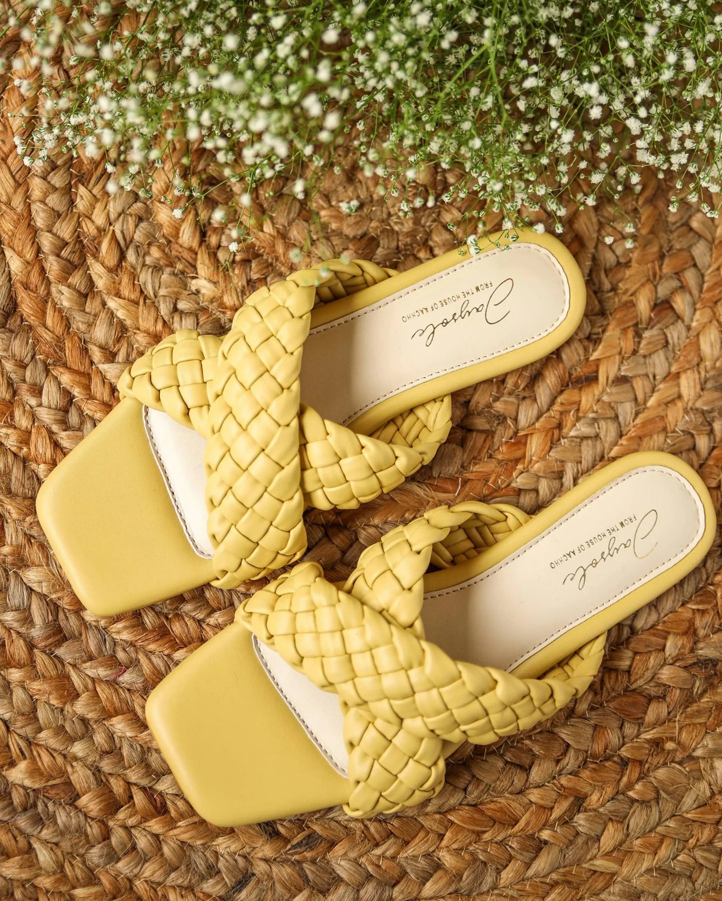 Blazing Yellow Braided Flats My Store