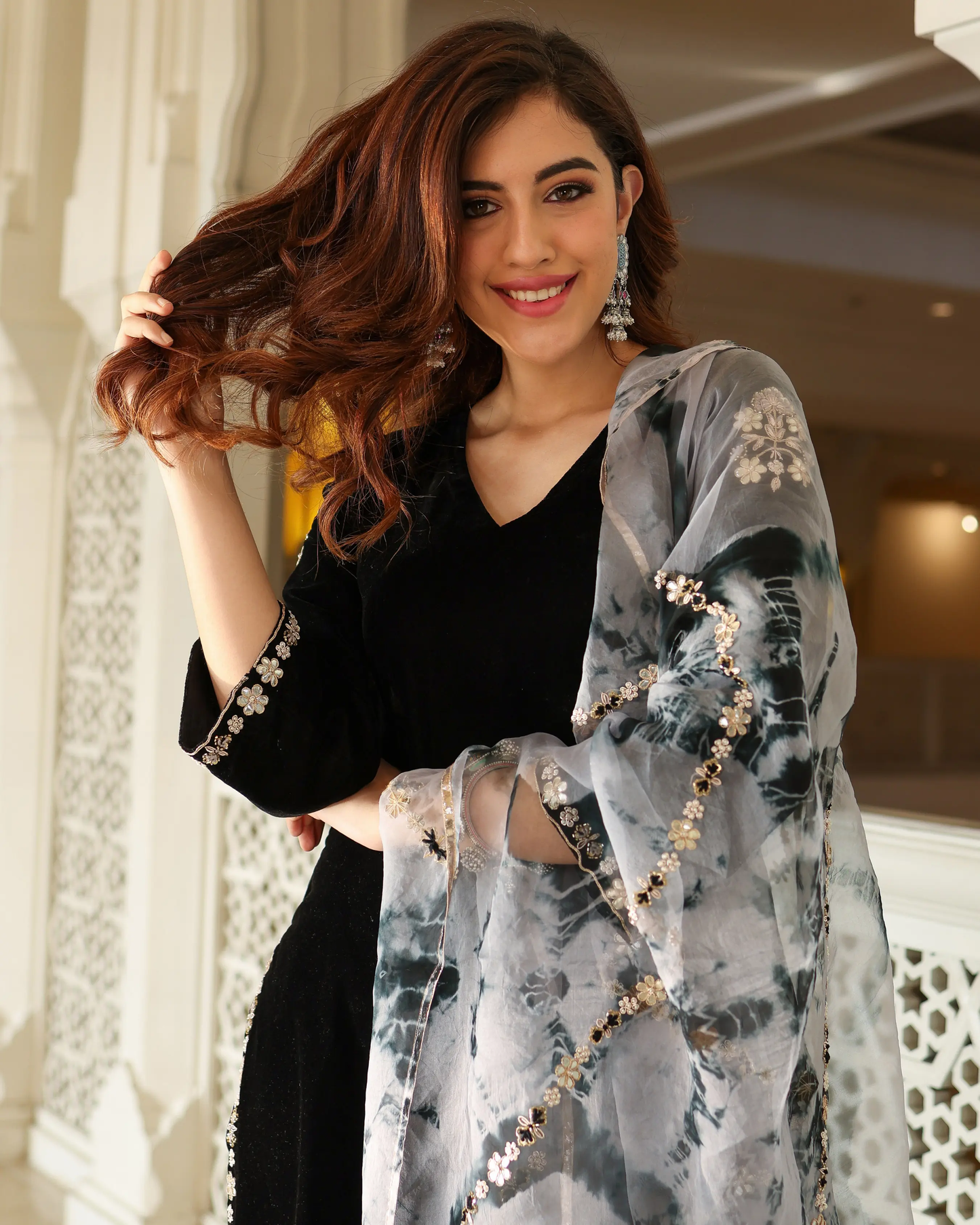 Bold Black Velvet Handcrafted Suit Set My Store