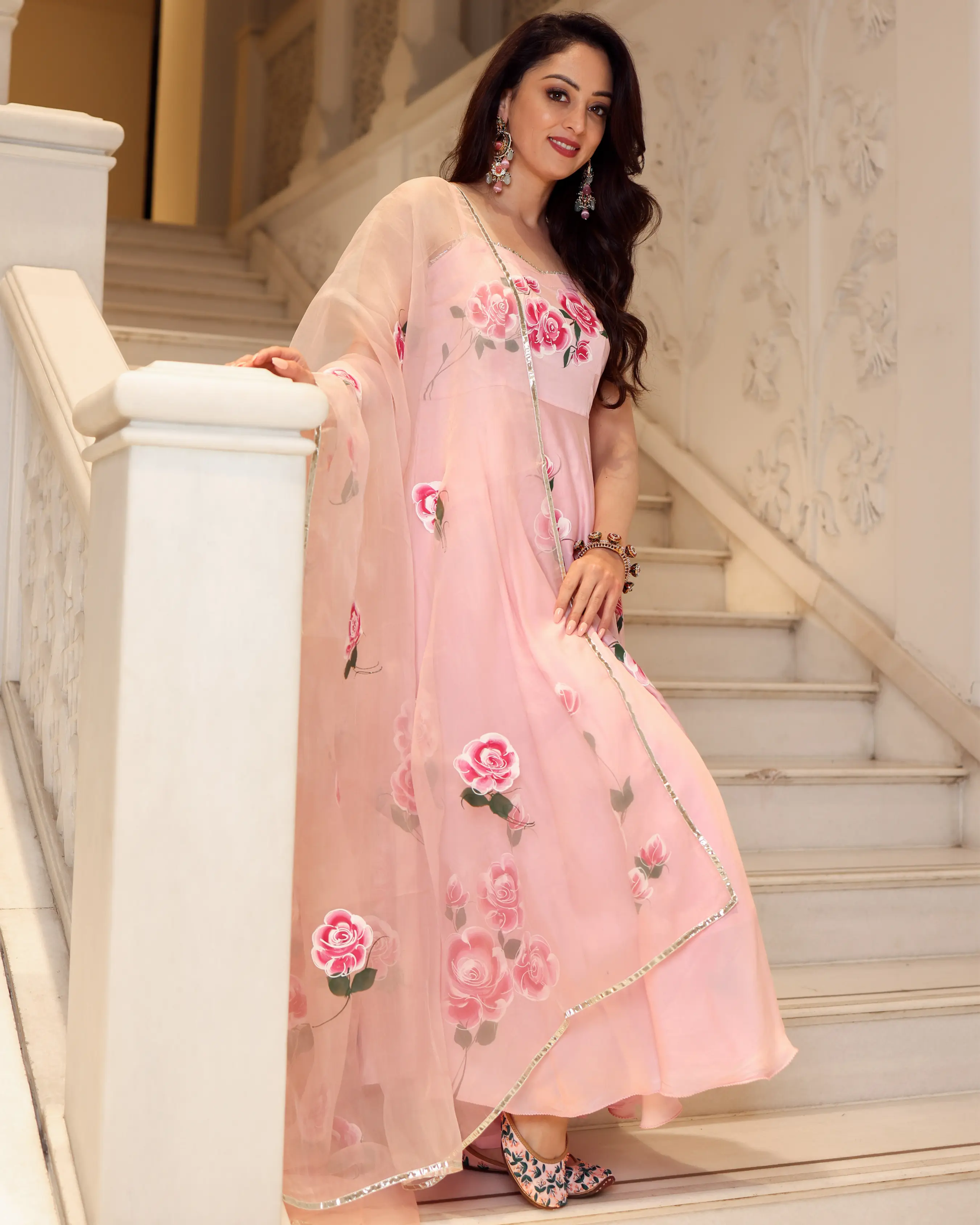 Pink Marble Handpainted Suit Set My Store