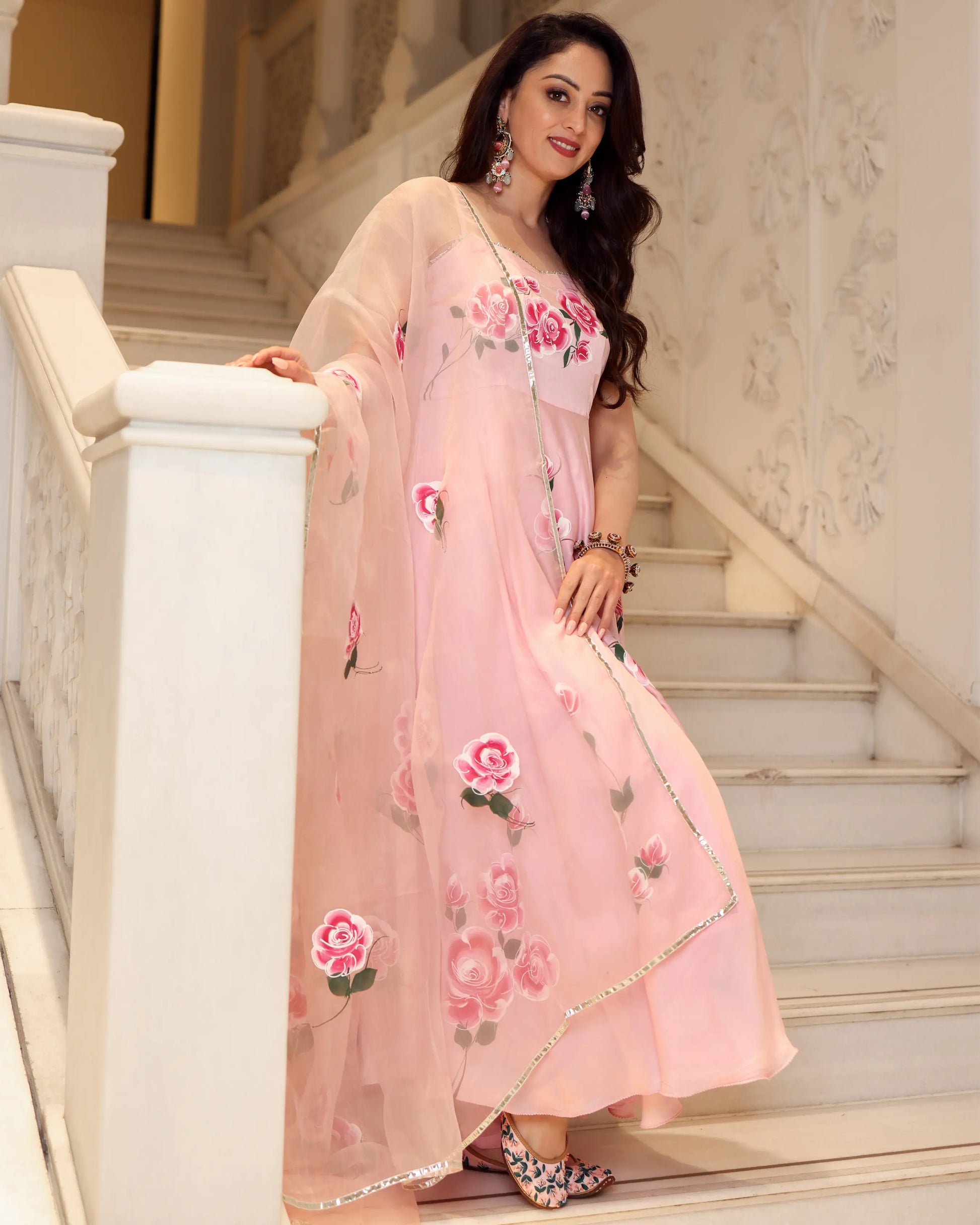 Pink Marble Handpainted Suit Set My Store