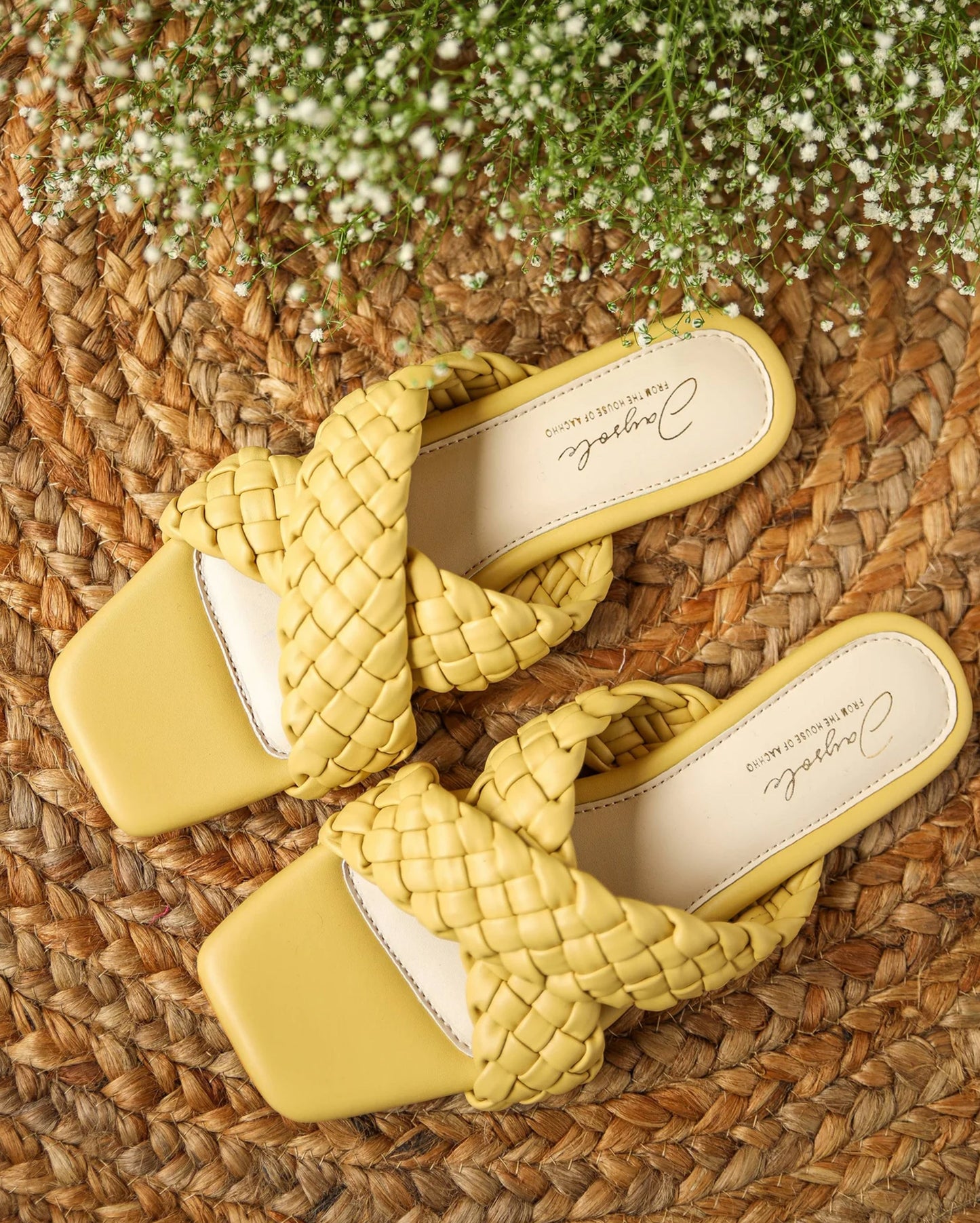 Blazing Yellow Braided Flats My Store