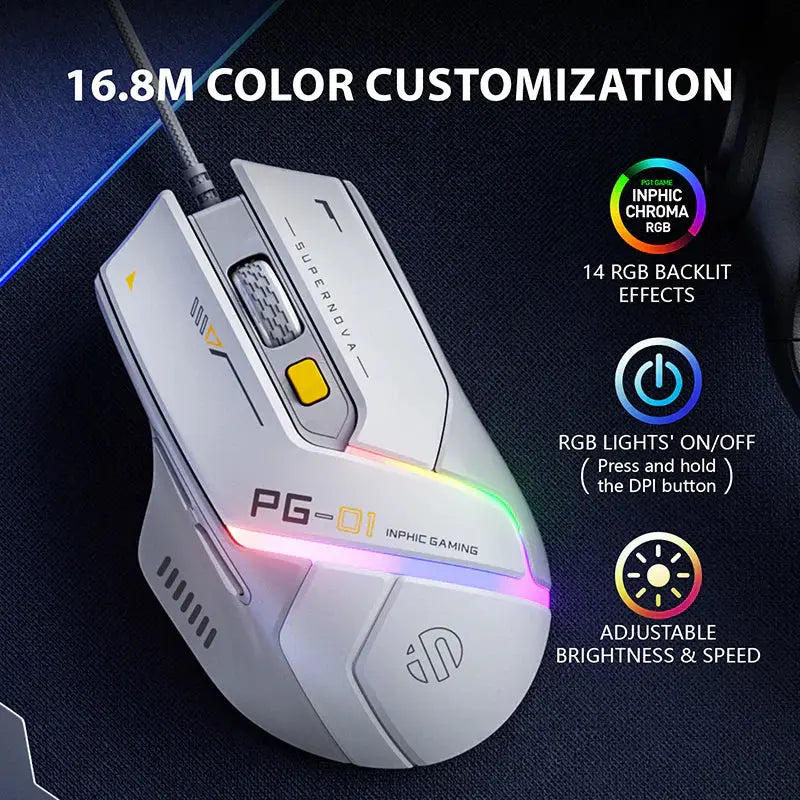 Inphic PG1 Wired and RGB Gaming Mouse