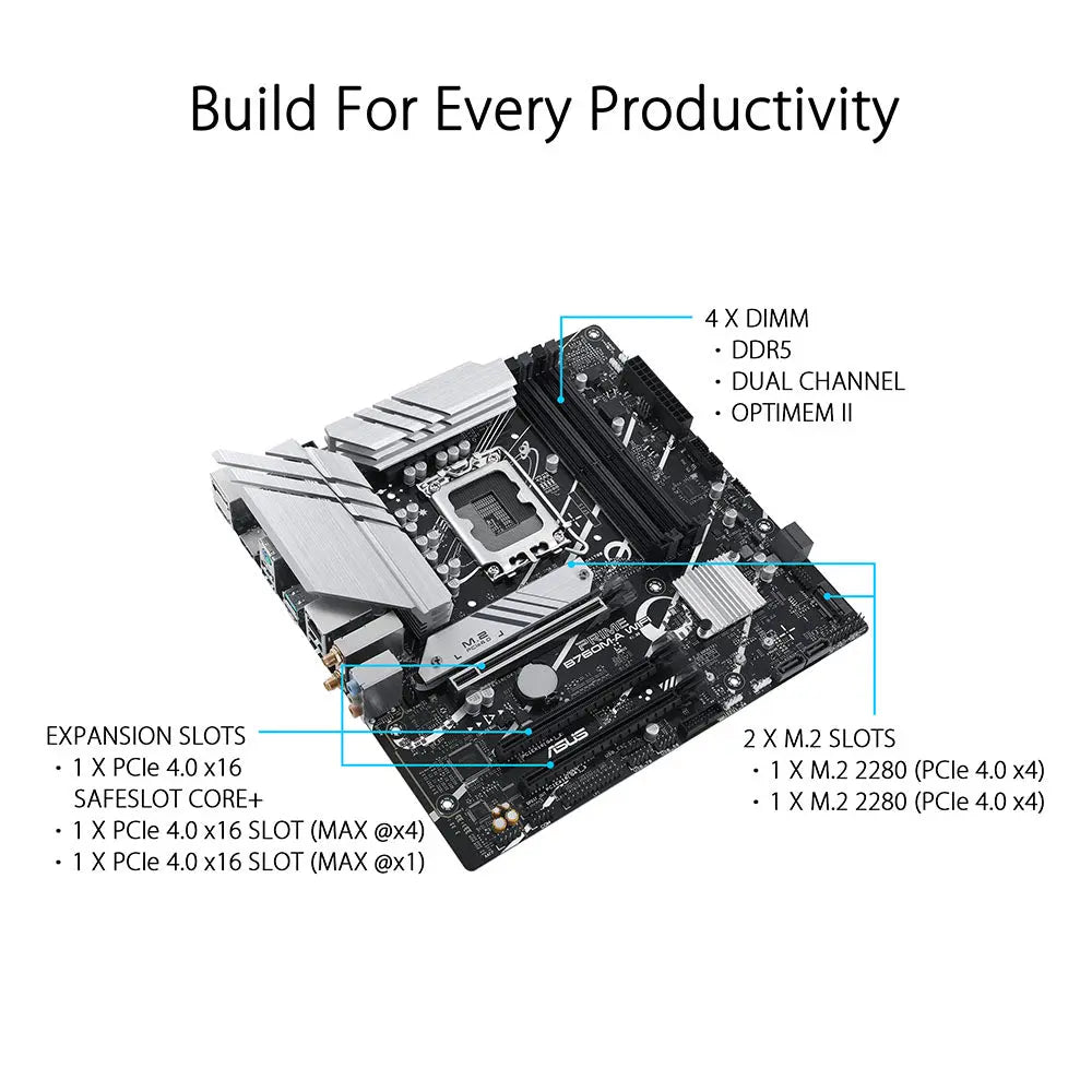 ASUS PRIME B760M-A WIFI CSM Intel LGA 1700 Micro-ATX DDR5 Motherboard