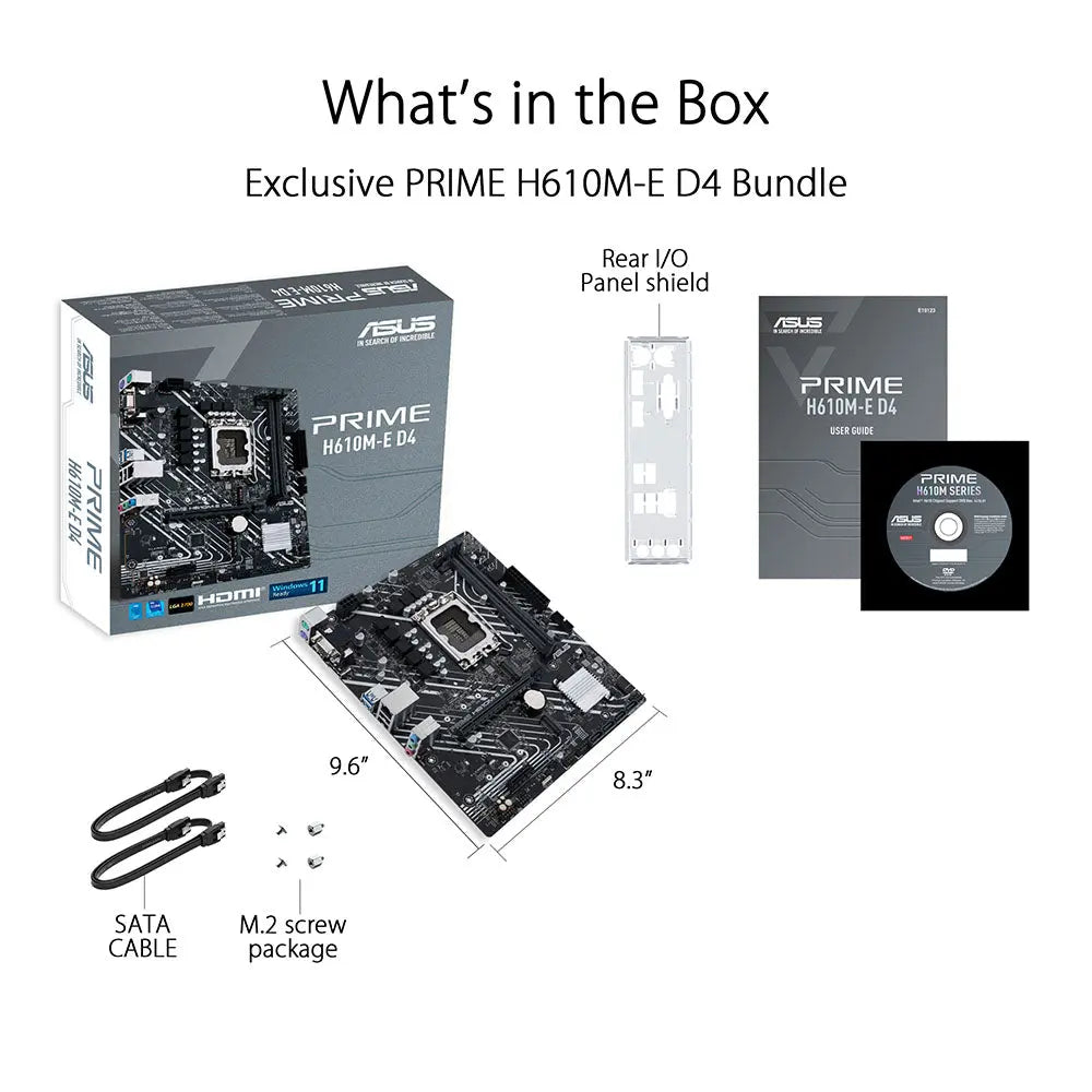ASUS PRIME H610M-E D4 Intel H670 LGA 1700 ATX Motherboard with PCIe 4.0 and Dual M.2 Slots