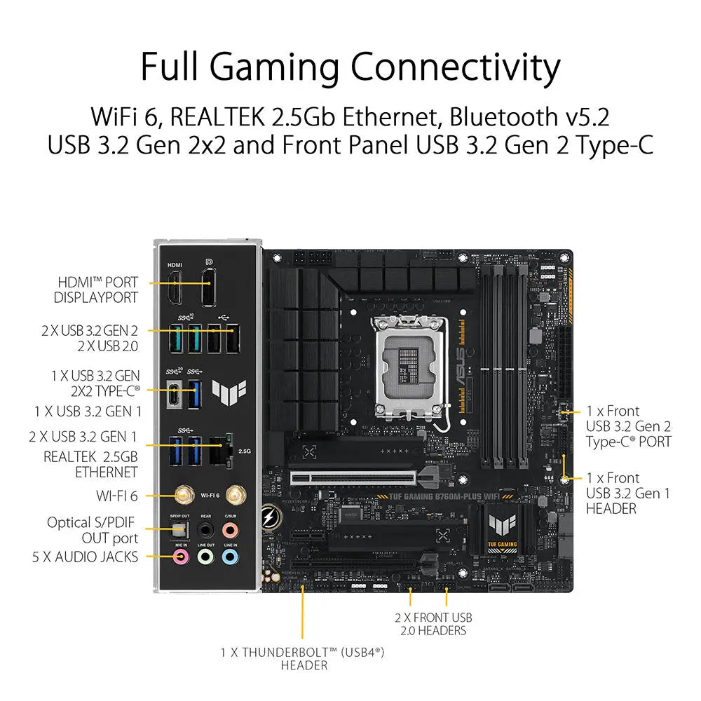 ASUS TUF GAMING B760M-PLUS WIFI II DDR5 Intel B760 LGA 1700 Micro-ATX Motherboard