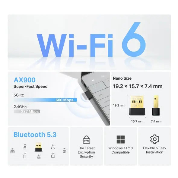 TP-Link Archer TX10UB Nano AX900 Wi-Fi 6 Bluetooth 5.3 Wifi Adapter
