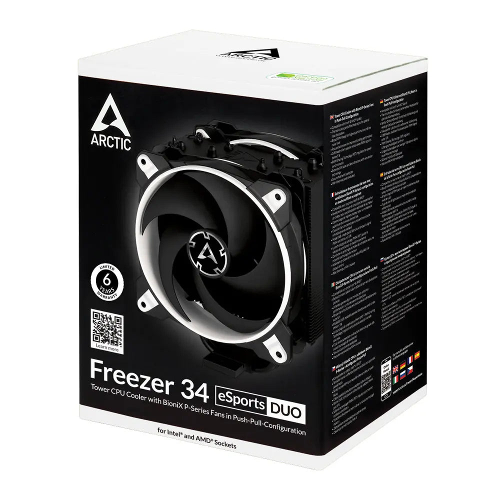 ARCTIC Freezer 34 eSports DUO Tower CPU Air Cooler with 120mm BioniX-P Fan - White