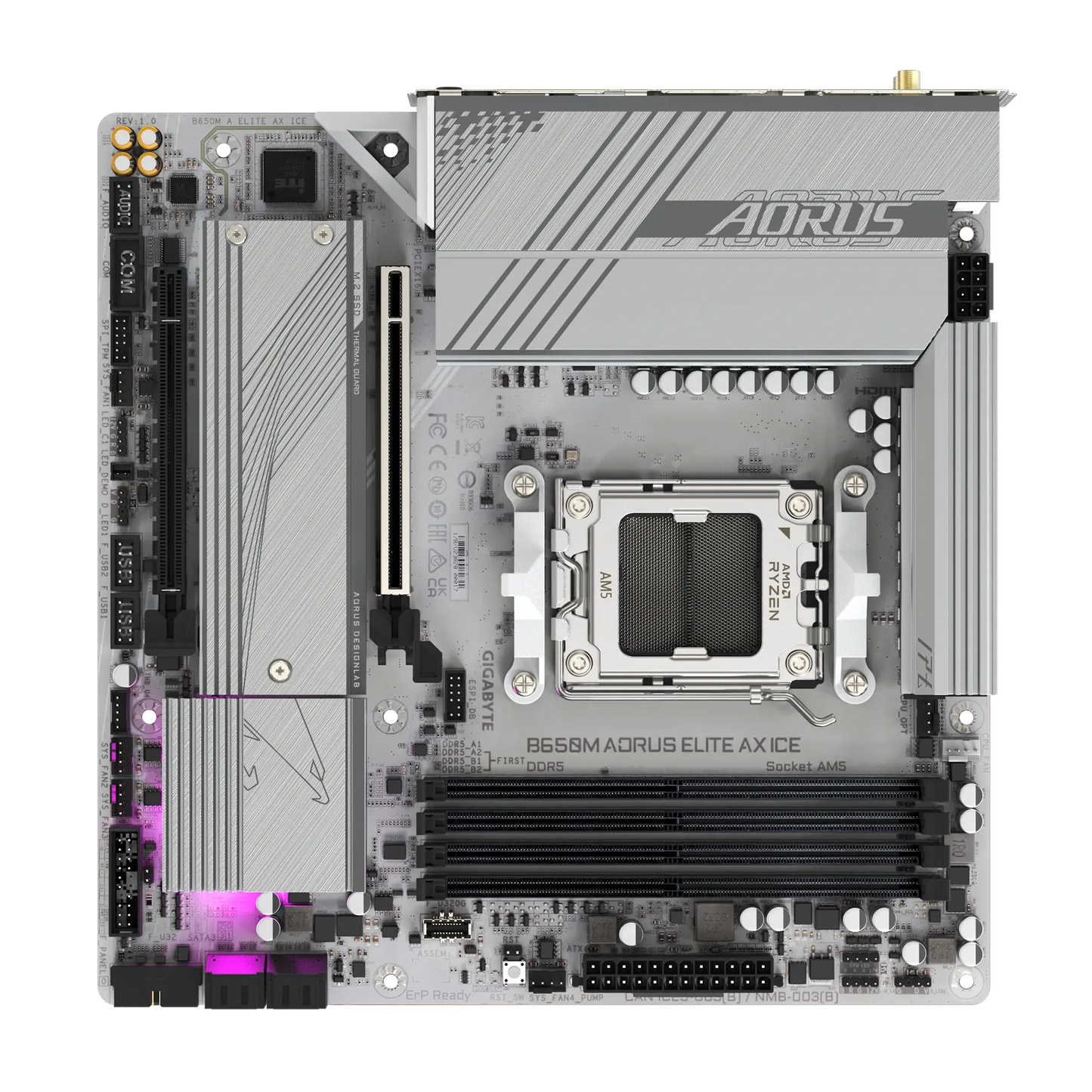 GIGABYTE B650M AORUS ELITE AX ICE AMD AM5 Socket DDR5 Micro ATX Motherboard