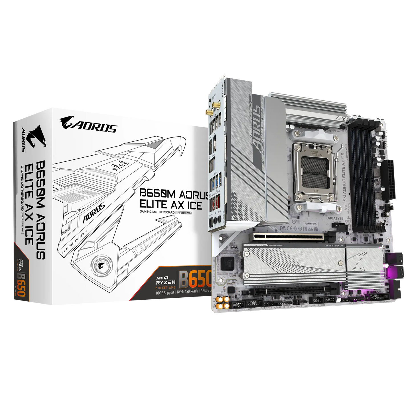 GIGABYTE B650M AORUS ELITE AX ICE AMD AM5 Socket DDR5 Micro ATX Motherboard