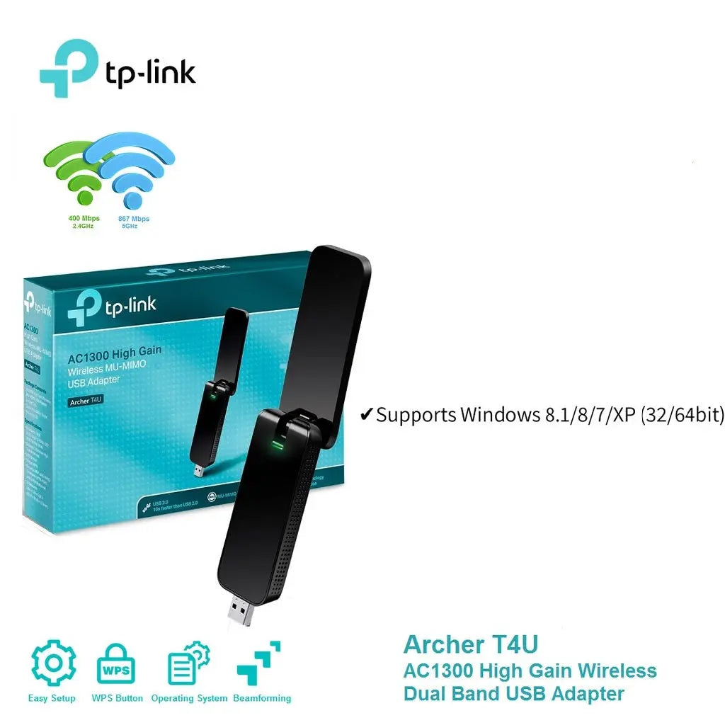 TP-Link Archer T4U AC1300 High Gain Wireless Dual Band USB Adapter