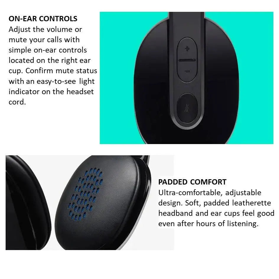 Logitech H540 USB Computer Headset with Noise-Cancelling Mic (Black)