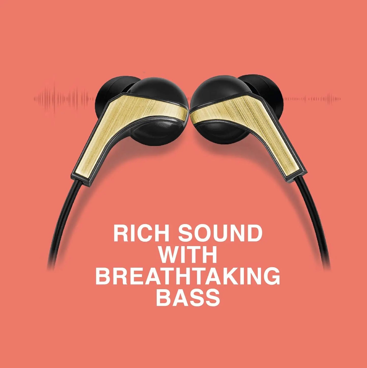 Fingers Sound Boomerang Wired  Earphone Ink Black + Gold