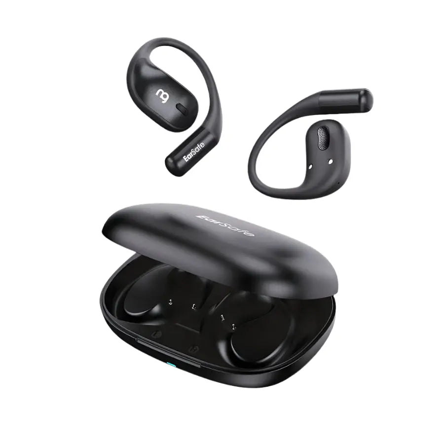 NG EarSafe OpenBuds Wireless Open Ear Earbuds with Hook Design Quad Mic ENC for Clear Calls  12x17mm Drivers  Premium Silicone Finish