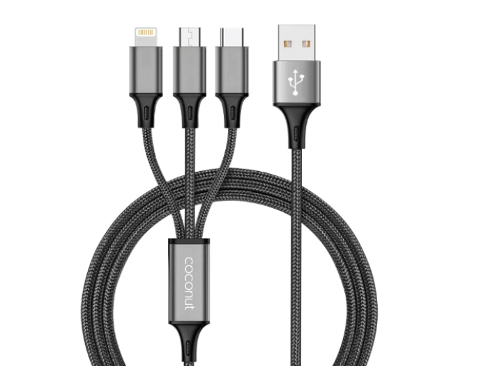 COCONUT TYPE C|MICRO|IPHONE CHARGER CABLE 3 IN 1 (C16)