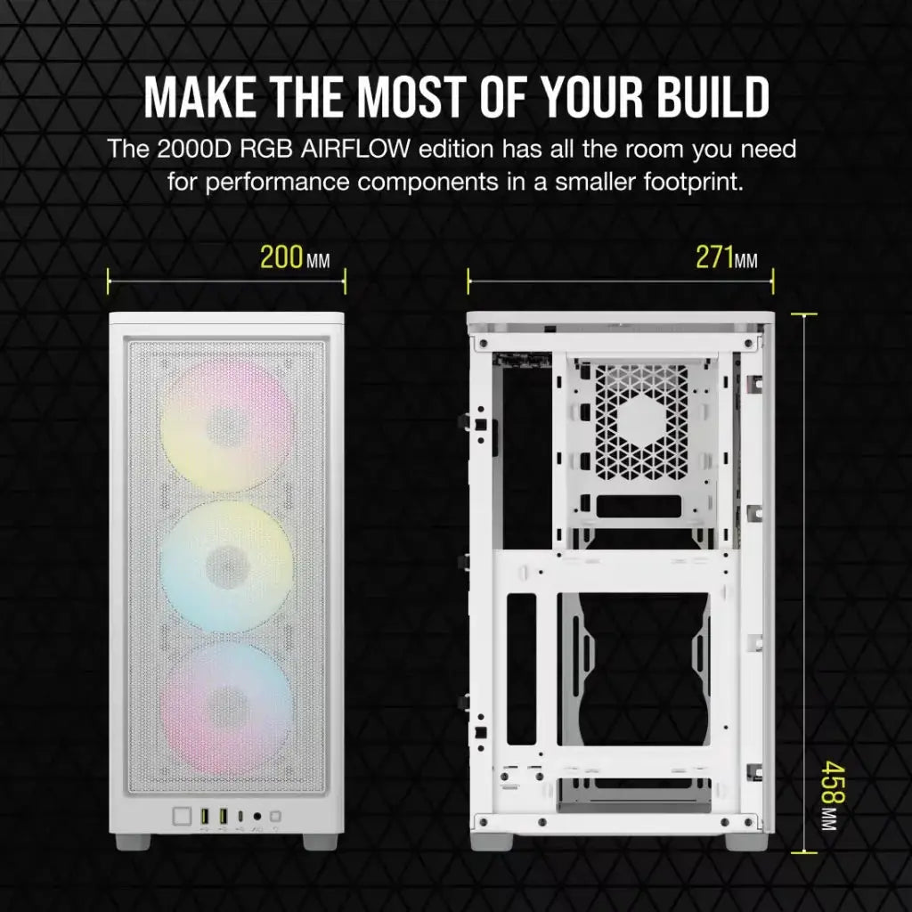 CORSAIR 2000D RGB AIRFLOW Mini-ITX PC Case - White