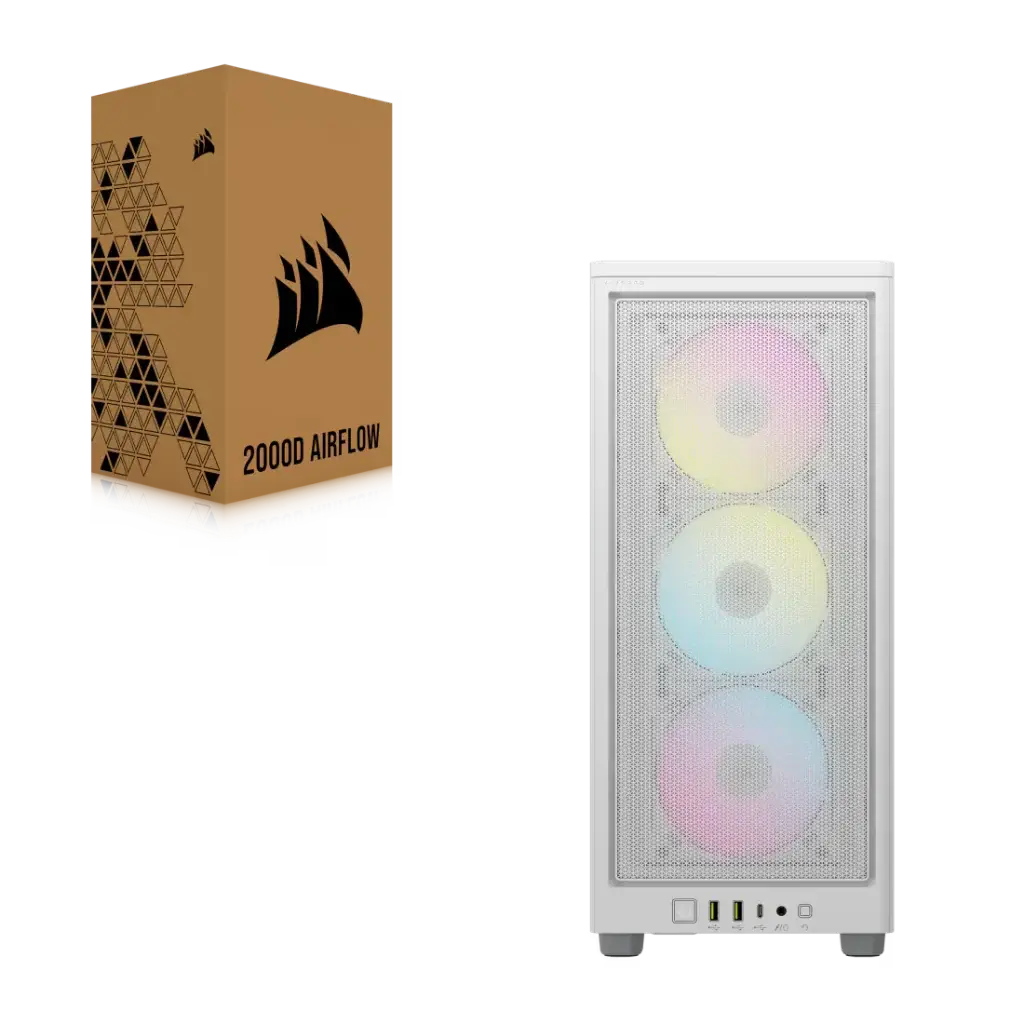 CORSAIR 2000D RGB AIRFLOW Mini-ITX PC Case - White