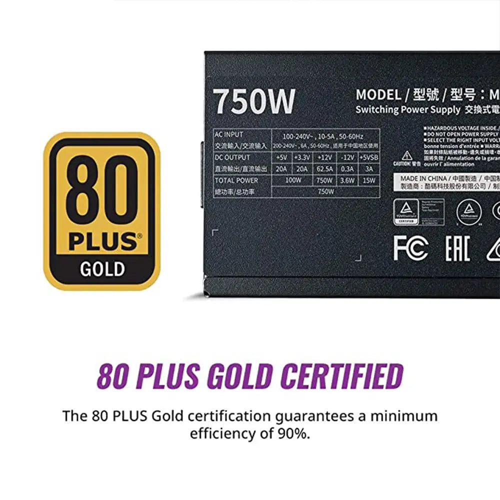Cooler Master MWE 750 Gold V2 80 Plus Gold Certified Fully Modular Power Supply Unit - Black