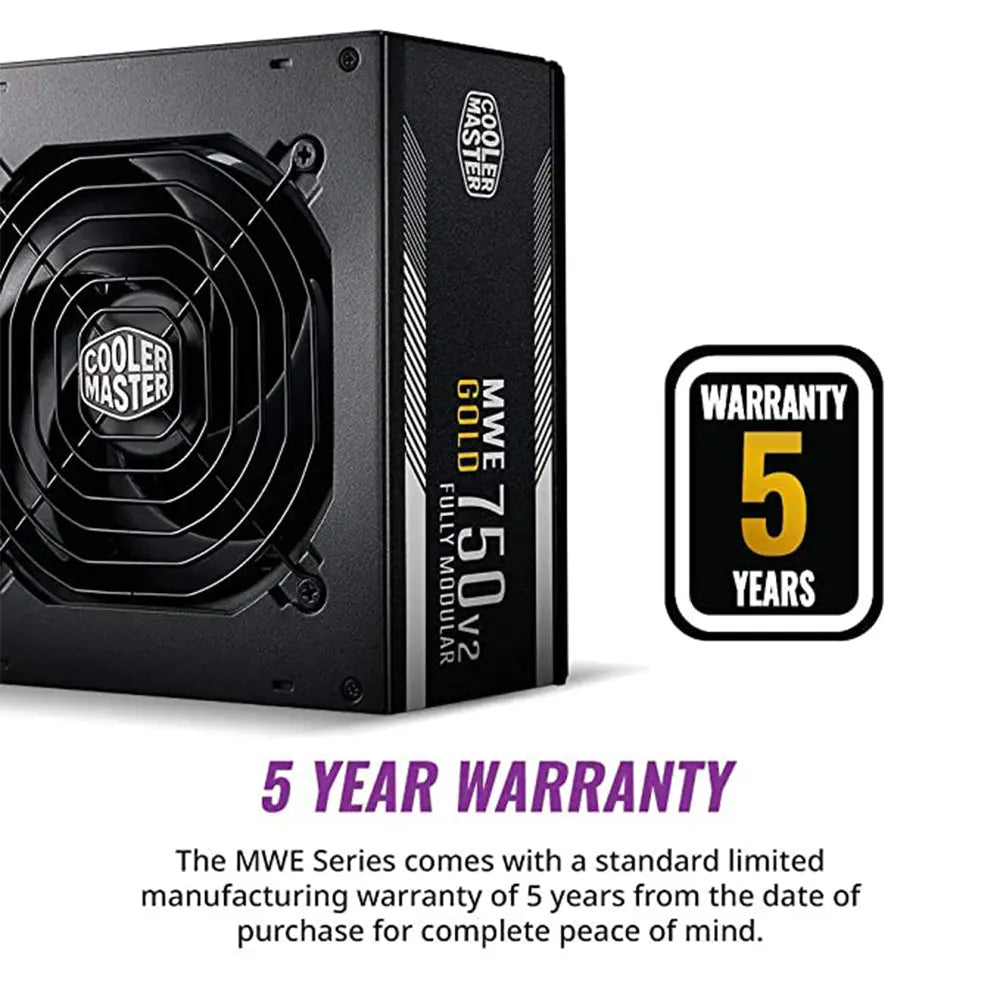 Cooler Master MWE 750 Gold V2 80 Plus Gold Certified Fully Modular Power Supply Unit - Black