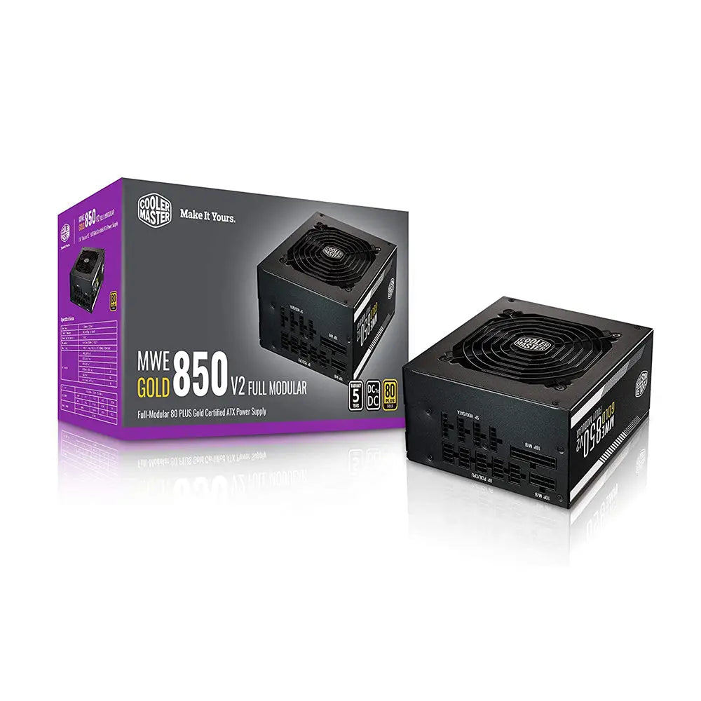 Cooler Master MWE 850 Gold V2 80 Plus Gold Certified Fully Modular ATX Power Supply Unit - Black