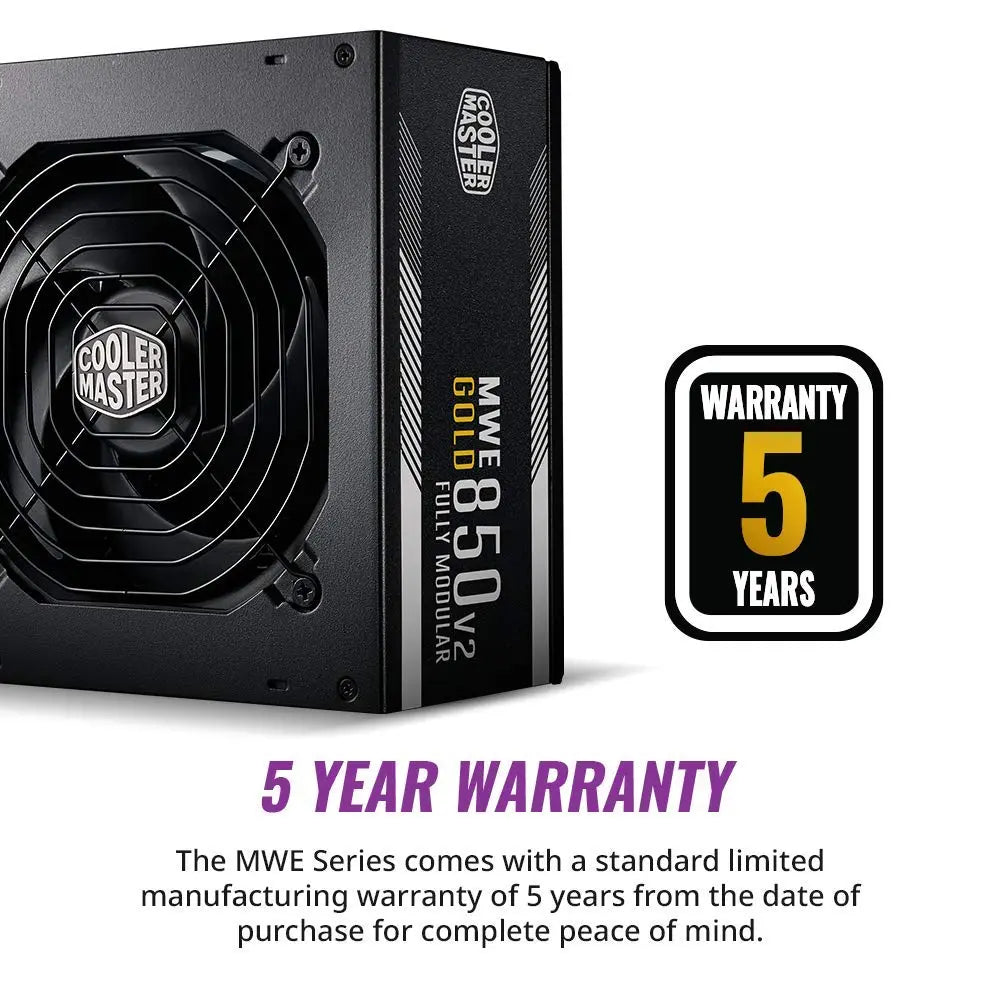 Cooler Master MWE 850 Gold V2 80 Plus Gold Certified Fully Modular ATX Power Supply Unit - Black