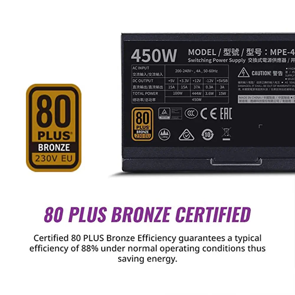 Cooler Master MWE 450W Bronze V2 Non-Modular 80 Plus SMPS Power Supply